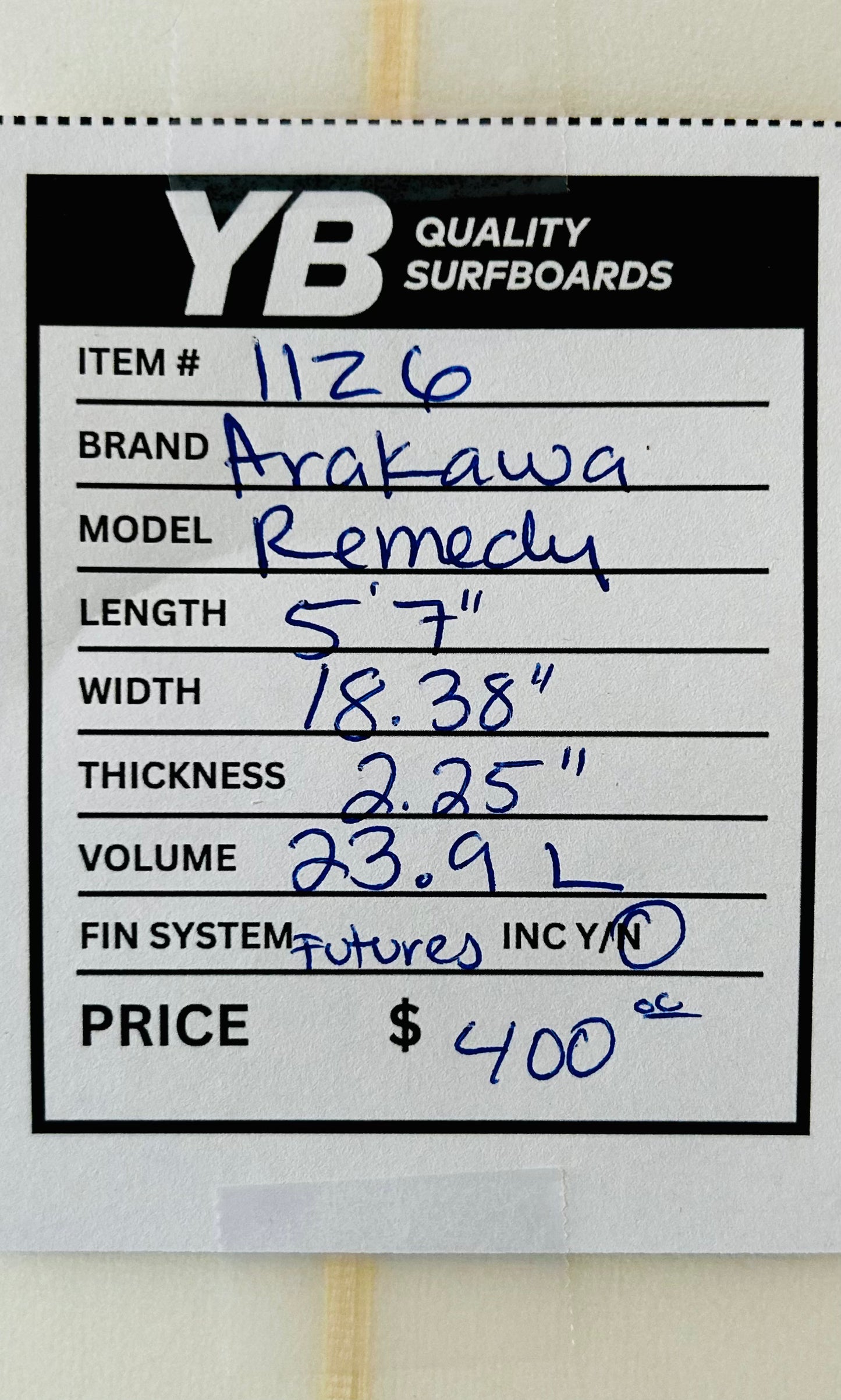 Arakawa 5'7" 23.9L Remedy Used Surfboard