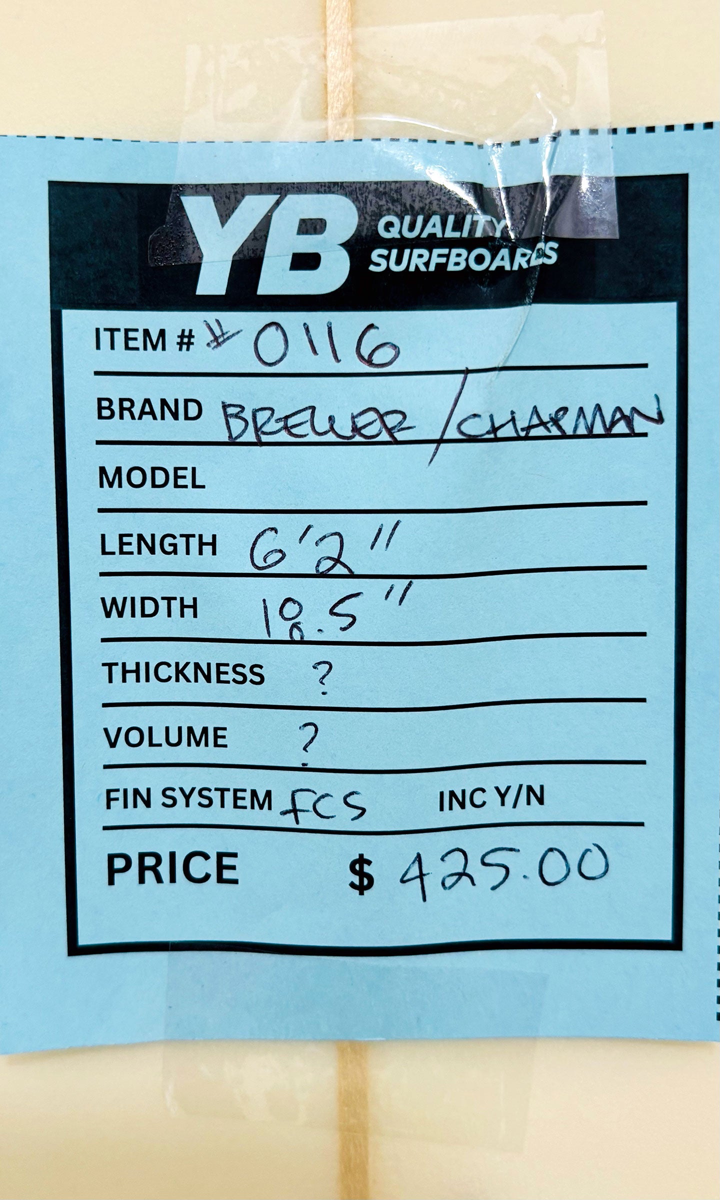 Brewer Chapman 6'2" Hand shape Classic Surfboard