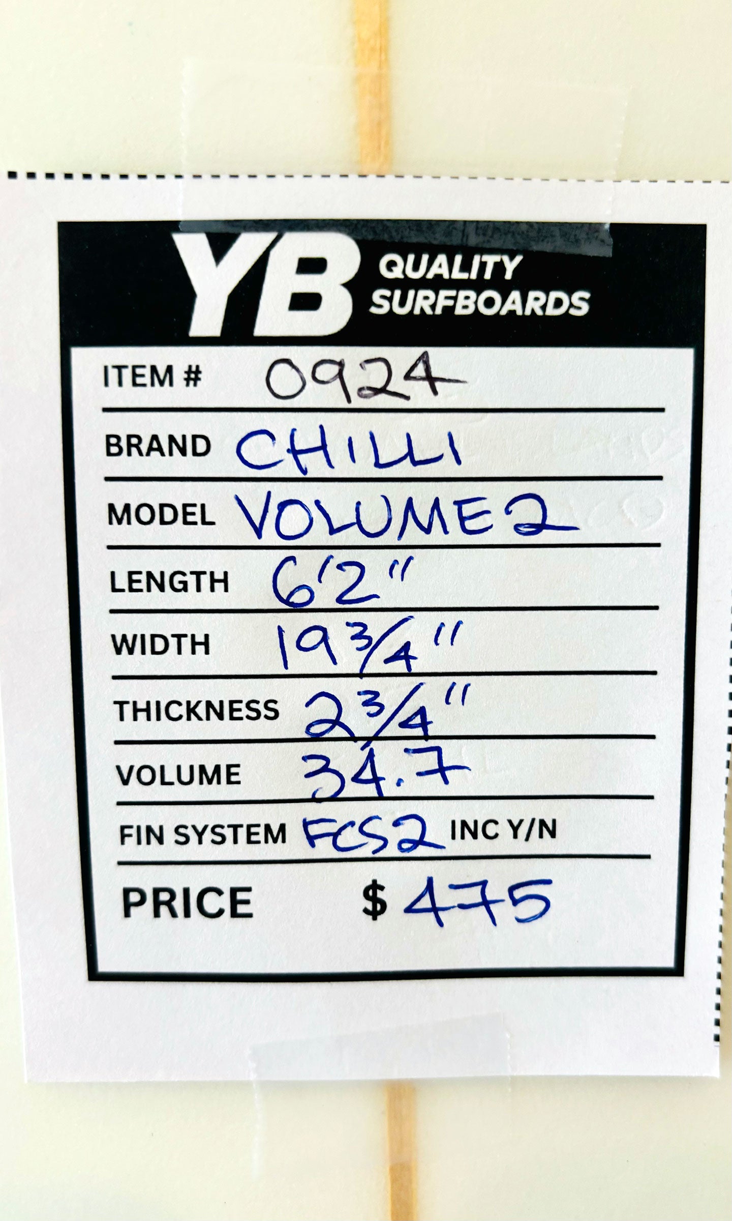 Chilli 6'2" 34.7L Volume 2 Used Surfboard