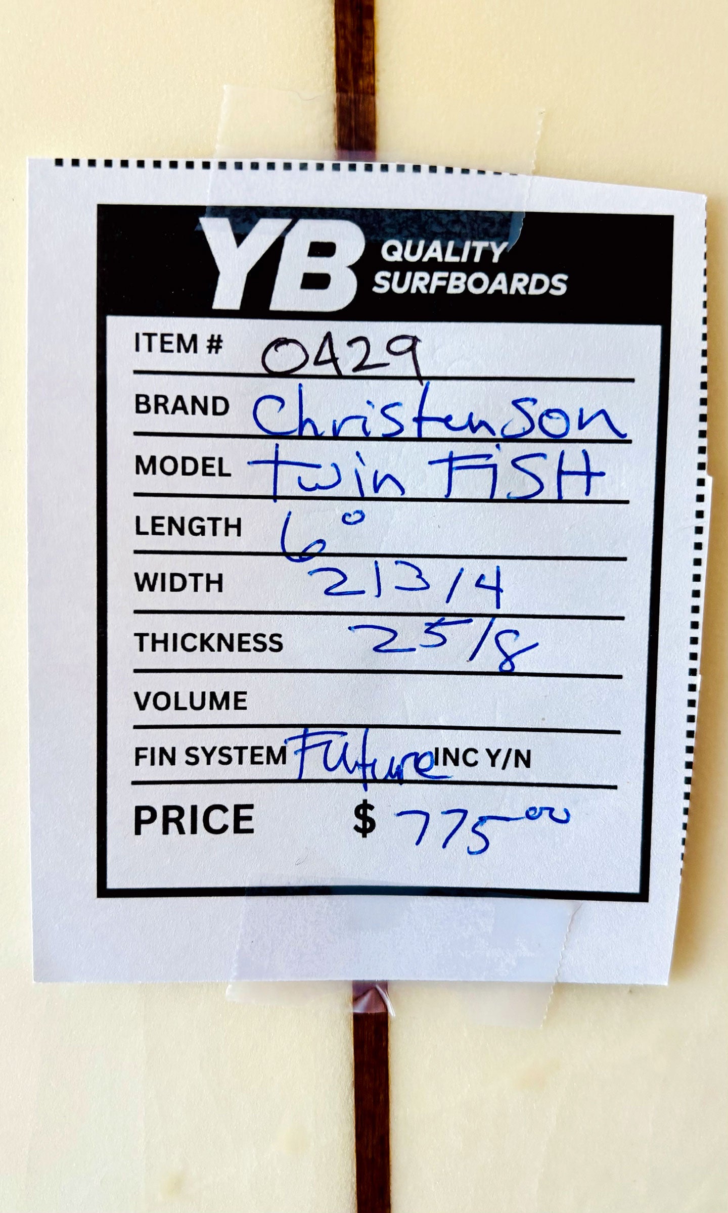 Christenson 6'0" 36L Twin fish Surfboard