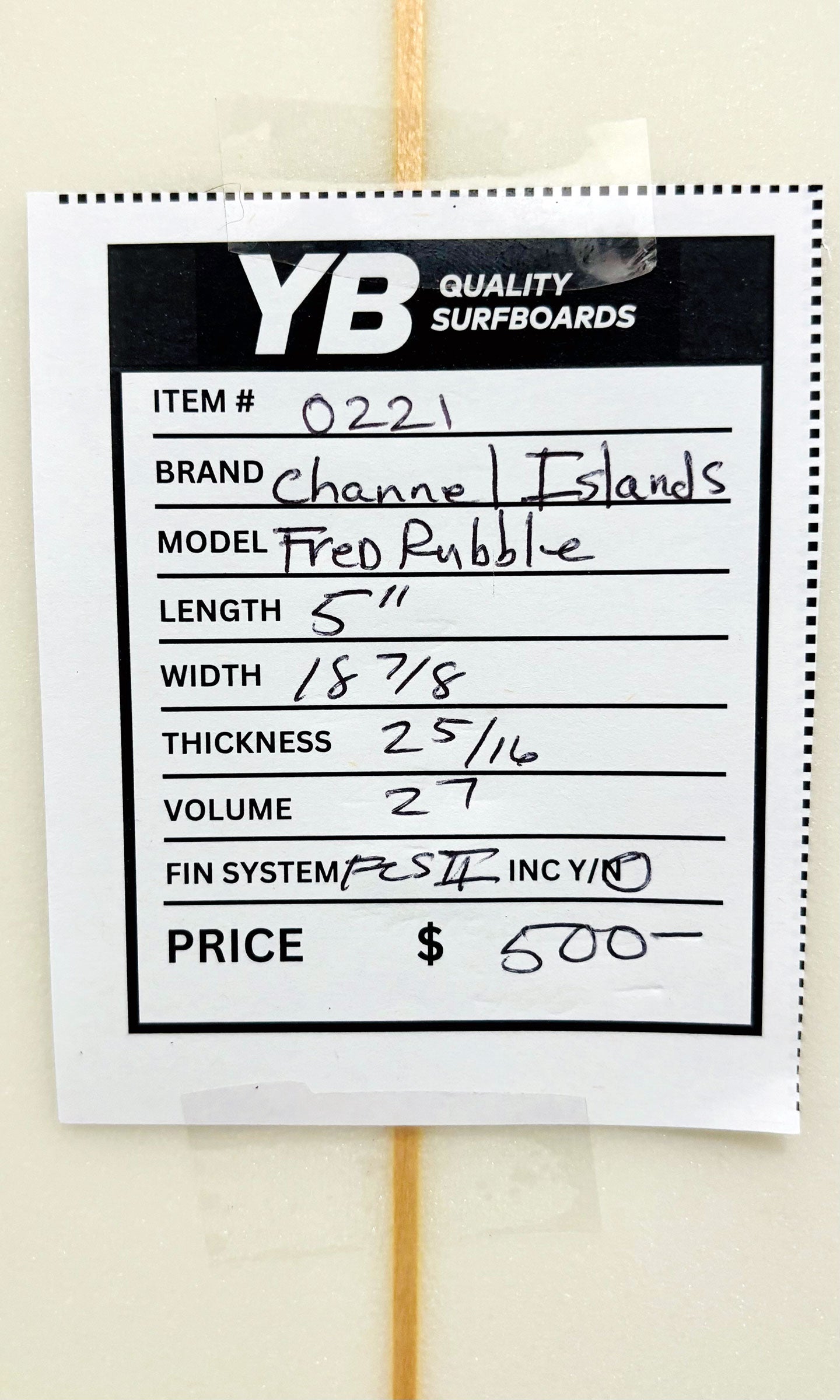 Channel Islands 5'11" 27L Fred Rubble