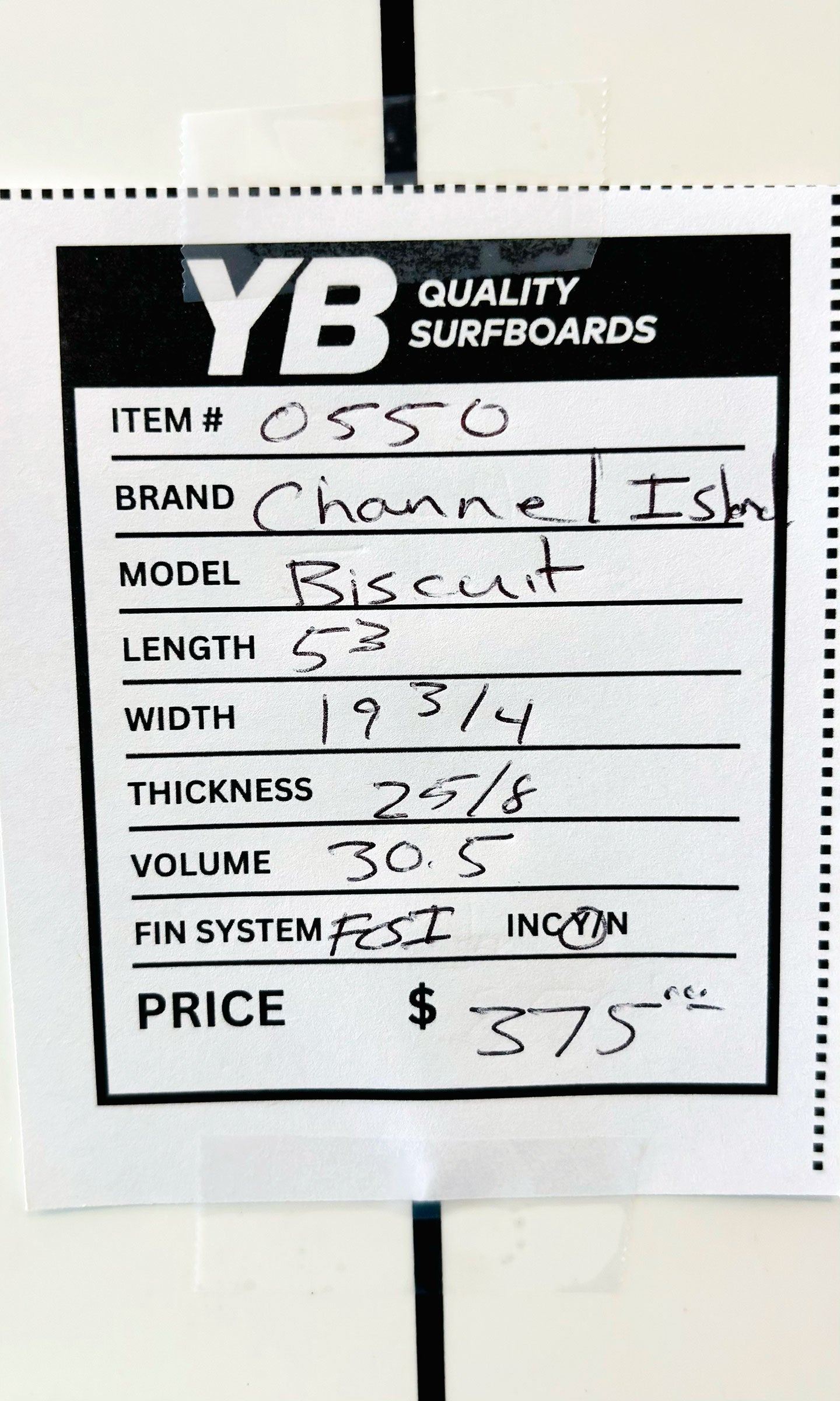 Channel Islands 5'3" 30.5L Biscuit Surfboard