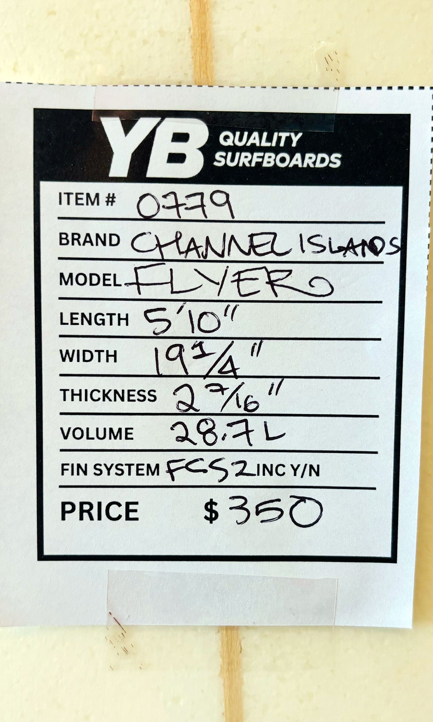 Channel Islands 5'10" 28.7L Flyer Used Surfboard