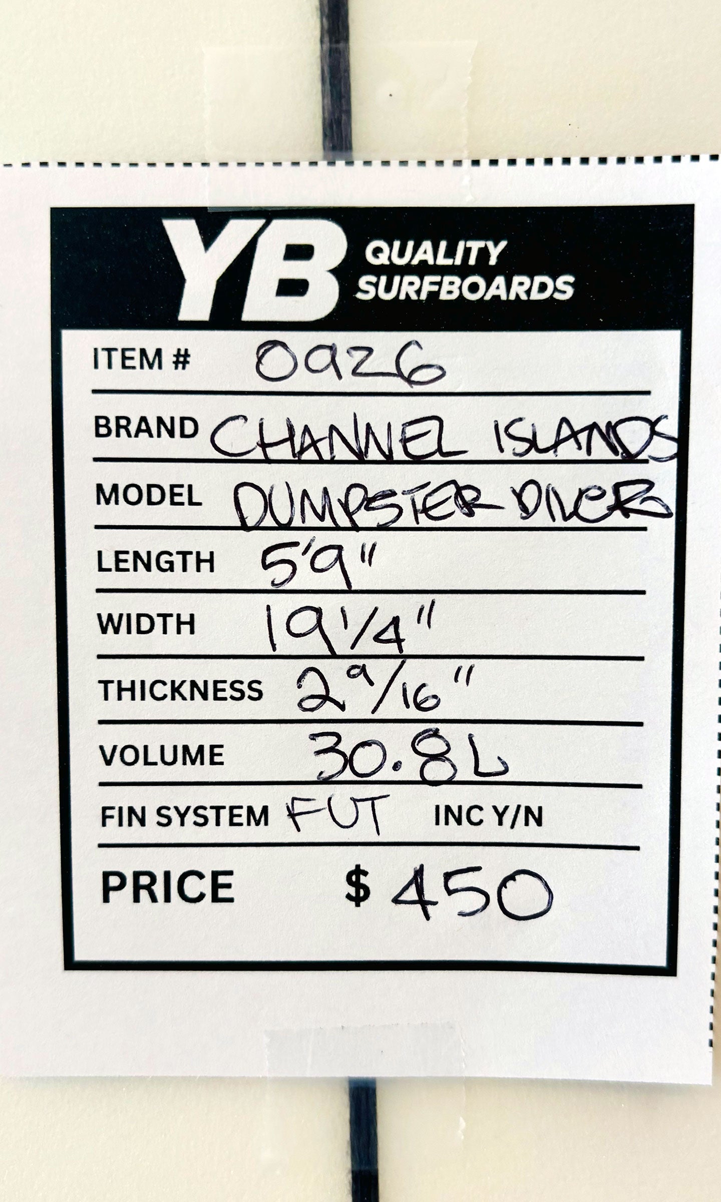 Channel Islands 5'9" 30.8L Dumpster Diver Used Surfboard