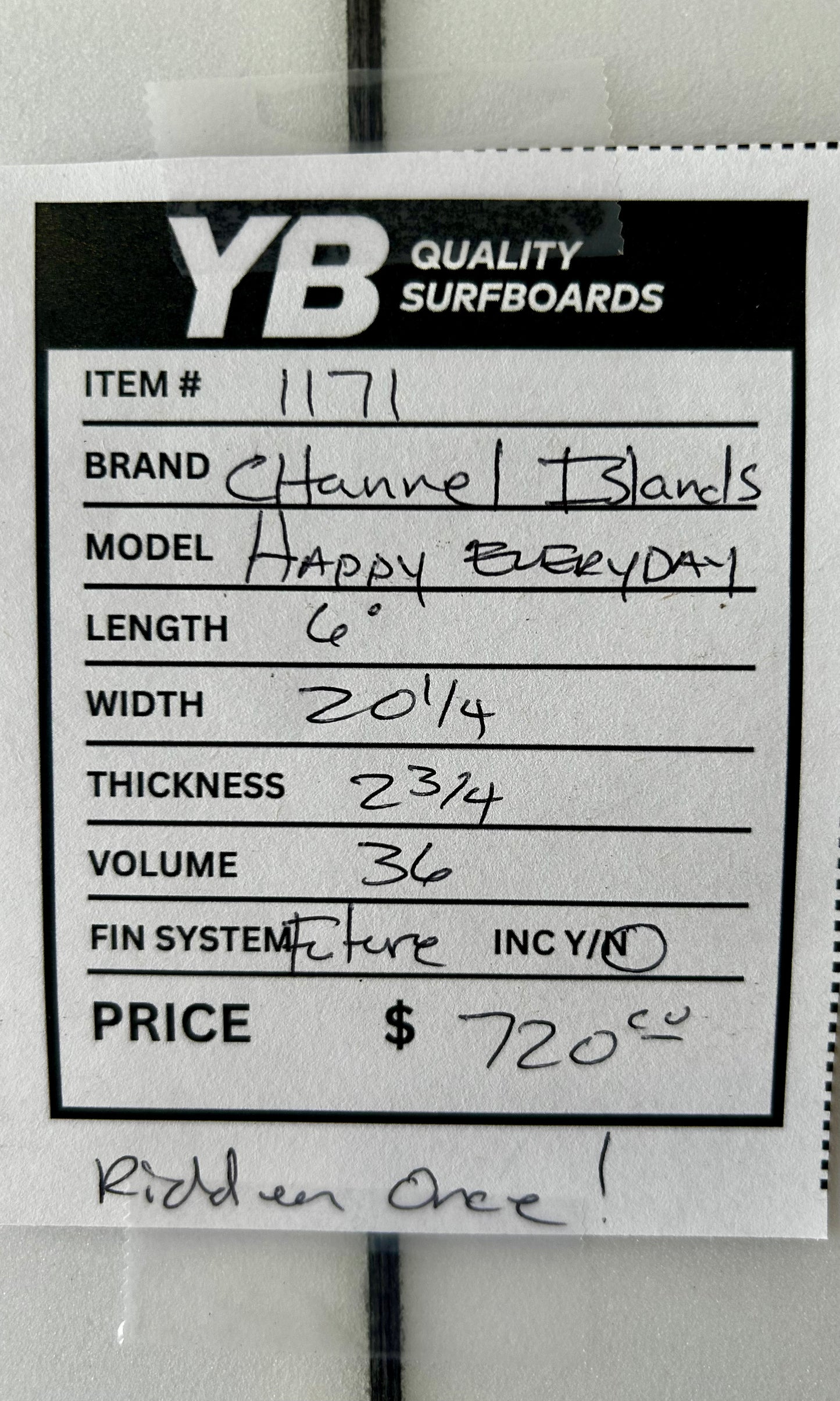 Channel Islands 6'0" 36L Happy Everyday Used Surfboard