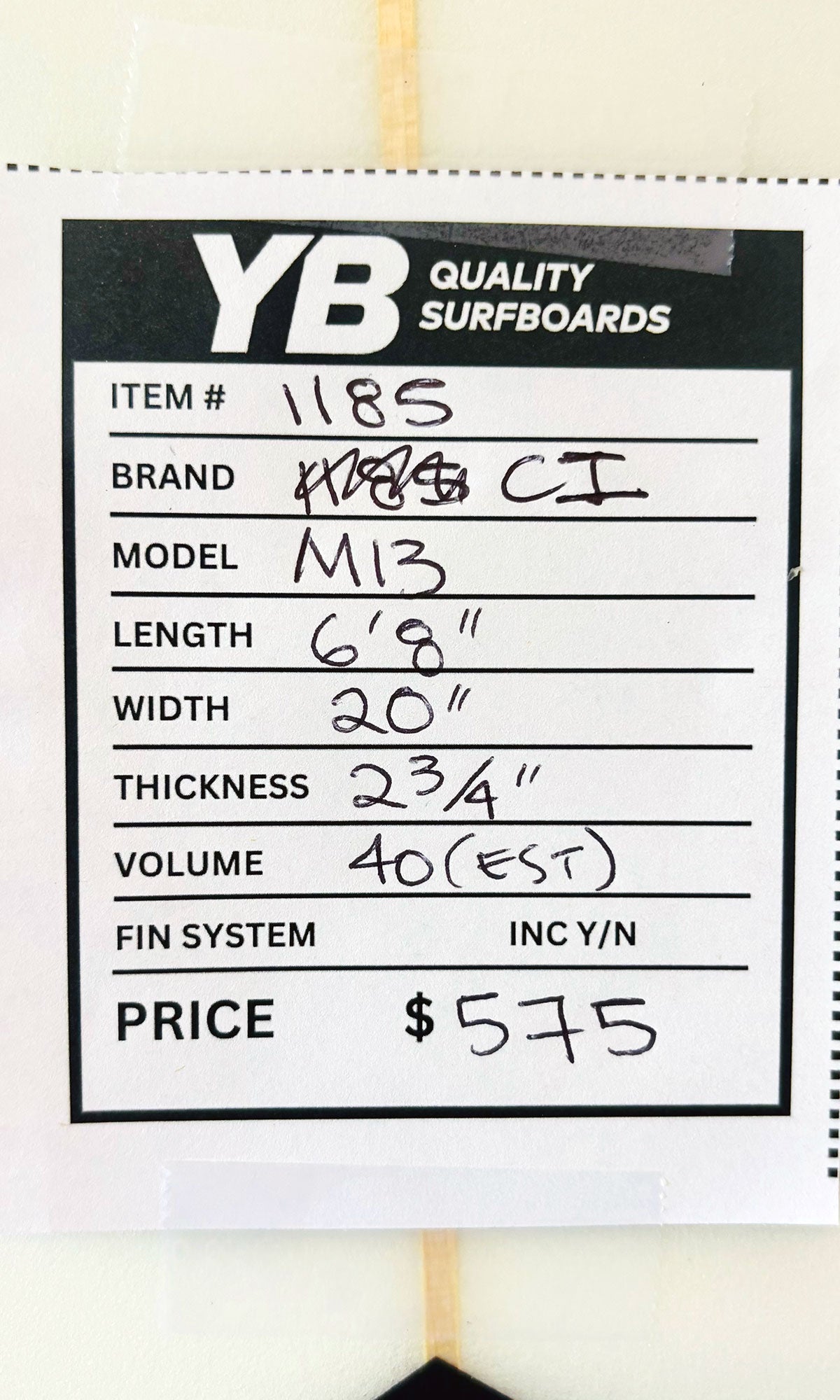 Channel Islands 6'8" 40L M13 Used Surfboard