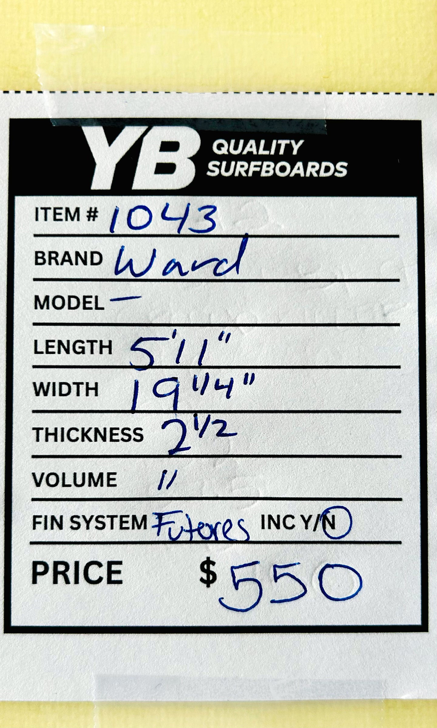 Ward Coffey 5'11" High Performance Surfboard
