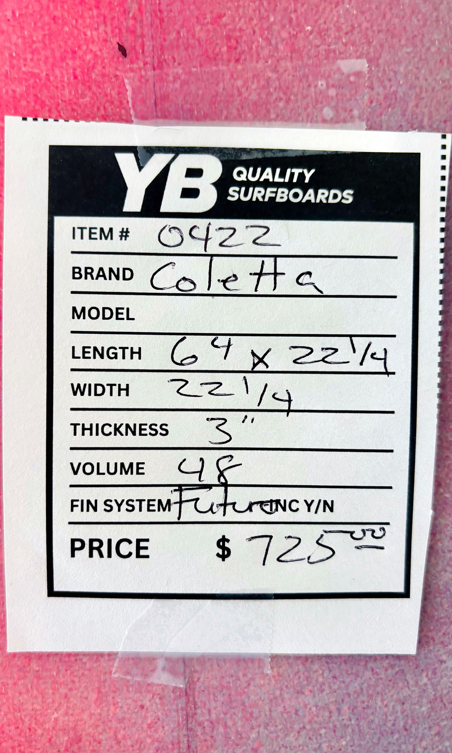 Steve Coletta 6'4" 48L Surfboard