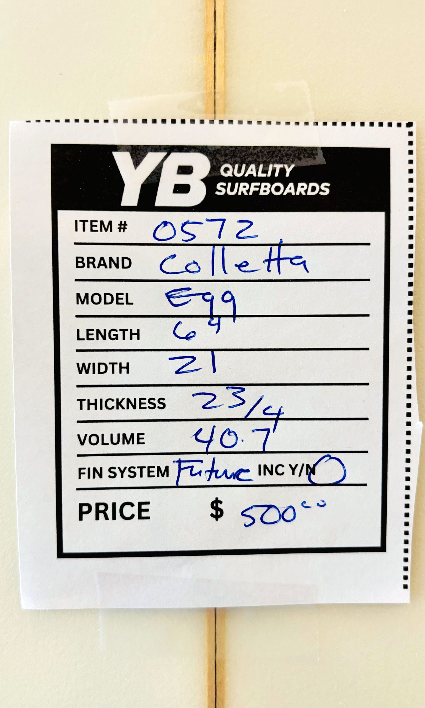 Coletta 6'4" 40.7L Quad Egg Surfboard