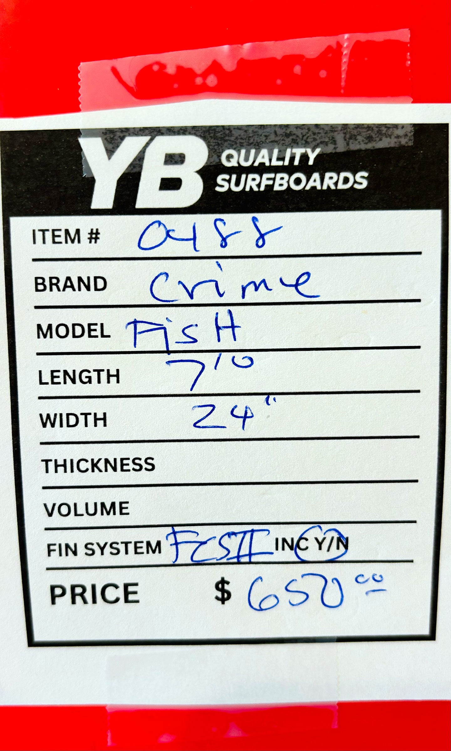 Crime 7'10" 70L Long Fish Surfboard