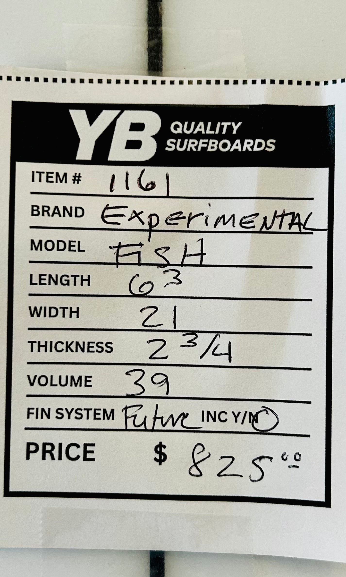 Experimental 6'3" 39L Fish Used Surfboard
