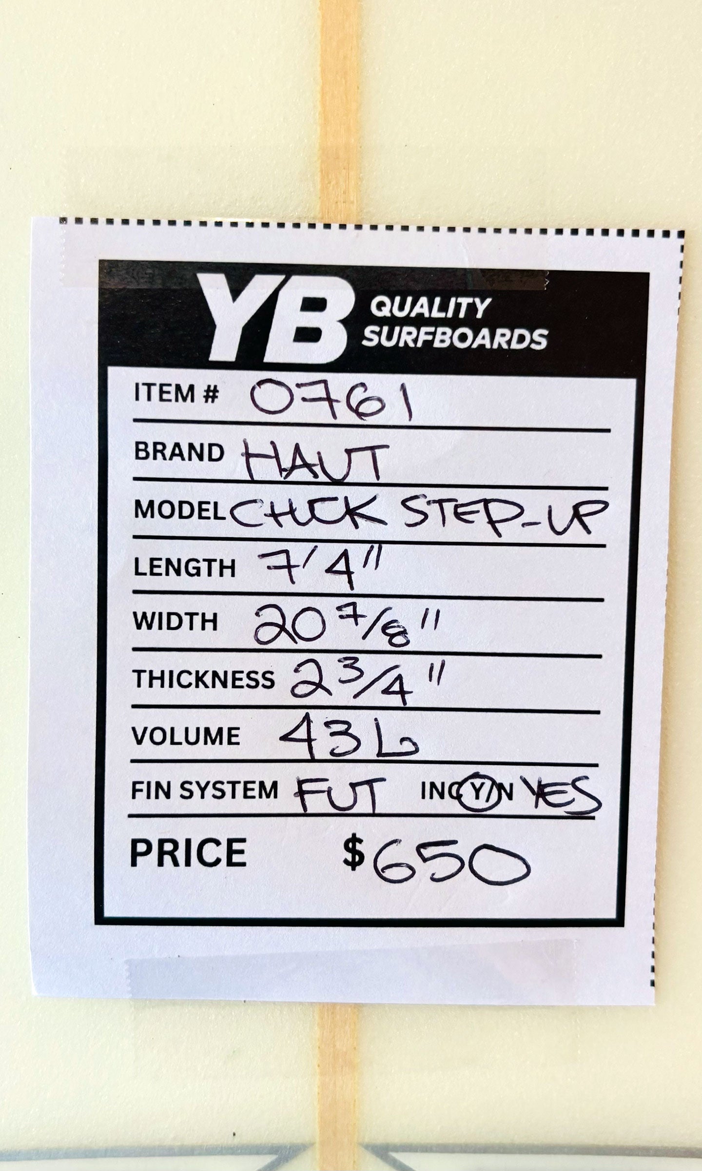 Haut 7'4" 43L Step Up Used Surfboard