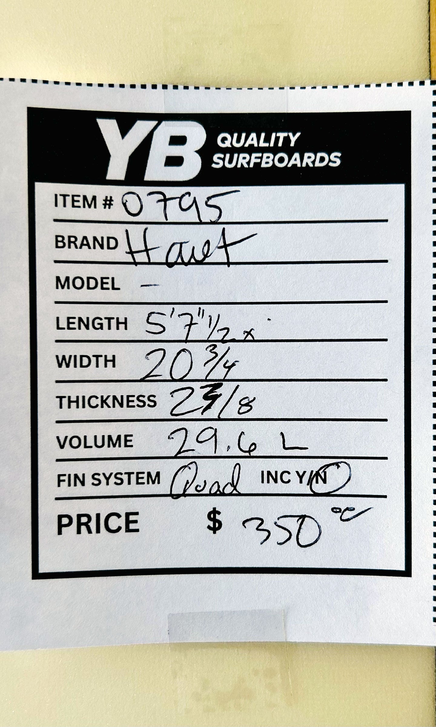 Doug Haut 5'7.5" 29.6L Quad Used Surfboard