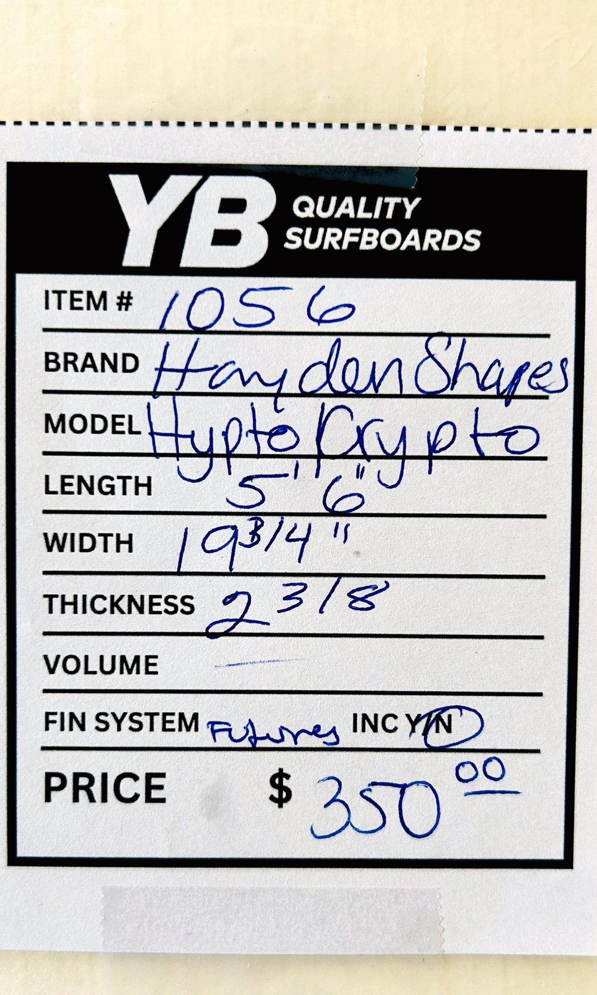 Hayden Shapes 5'6" 29.9L Hypto Crypto Used Surfboard