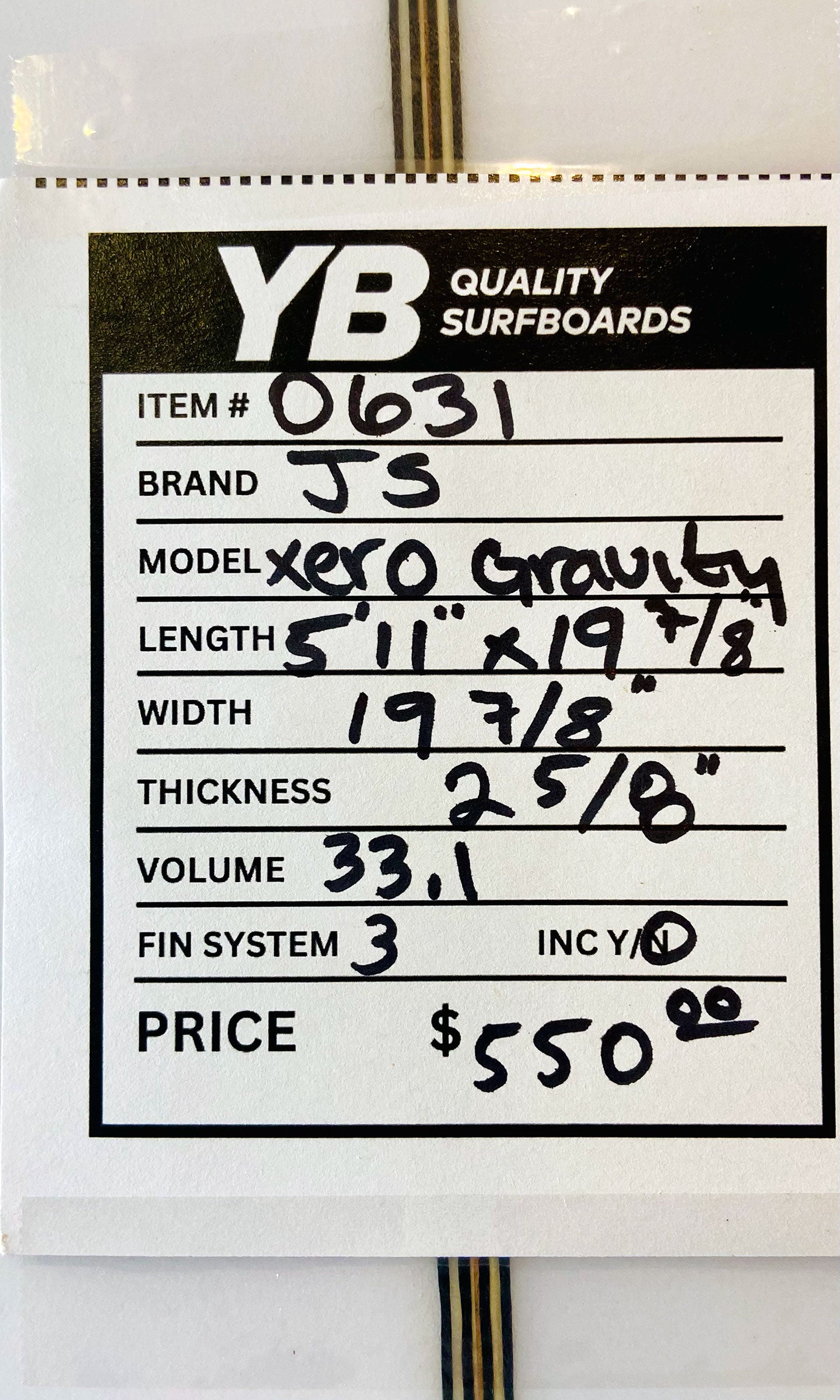 JS 5'11" 33.1L Xero Gravity Surfboard