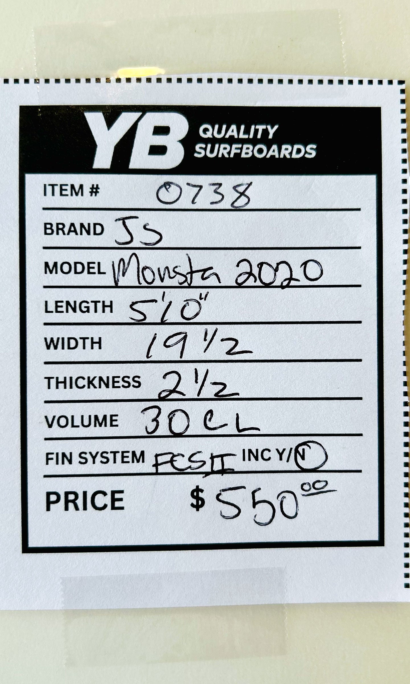 JS 5'10" 30L Monsta 2020 Used Surfboard