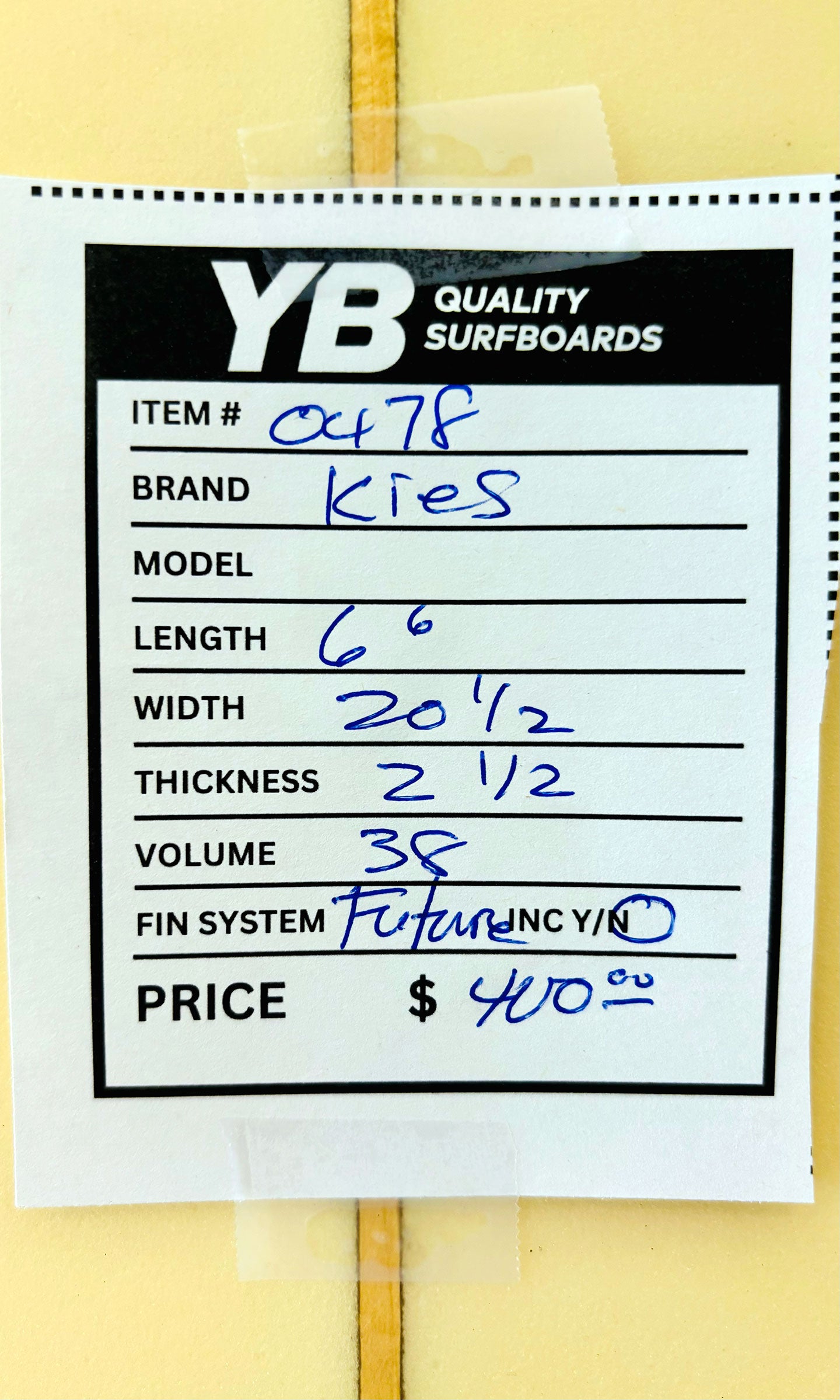 Kies 6'6" 38L Mid Length Surfboard