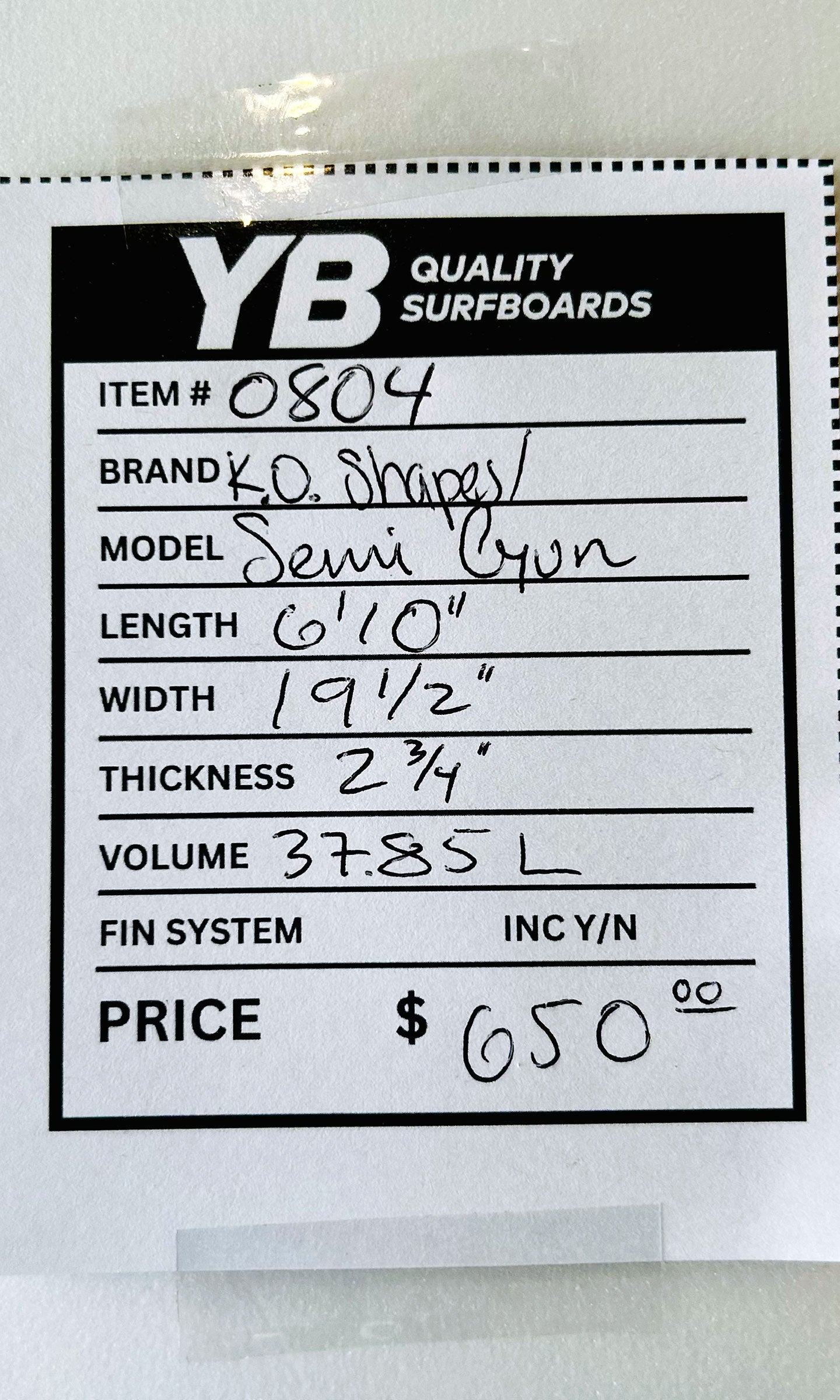 KO Shapes 6'10" 38L Semi-Gun Surfboard