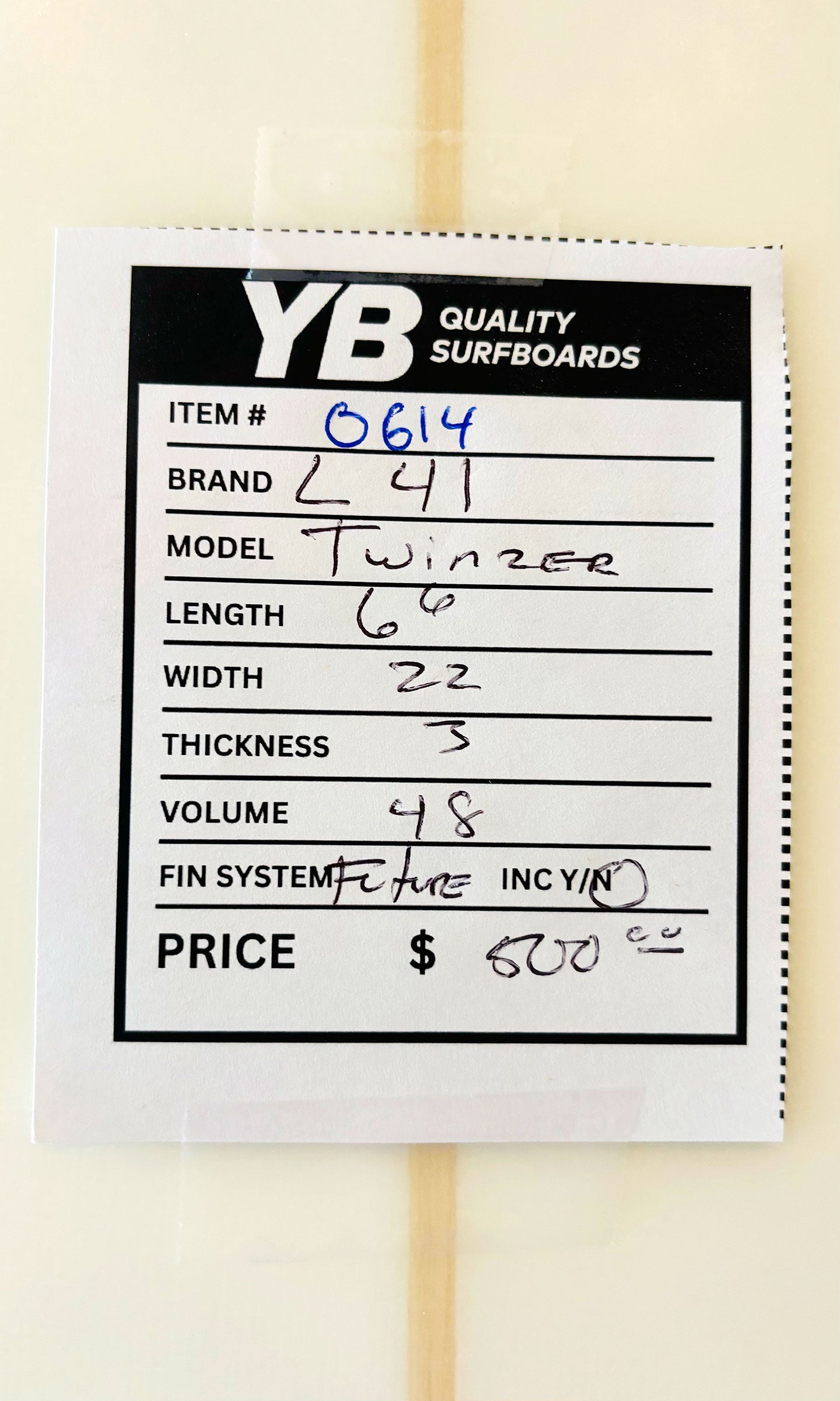 L41 6'6" 48L Twinzer Surfboard