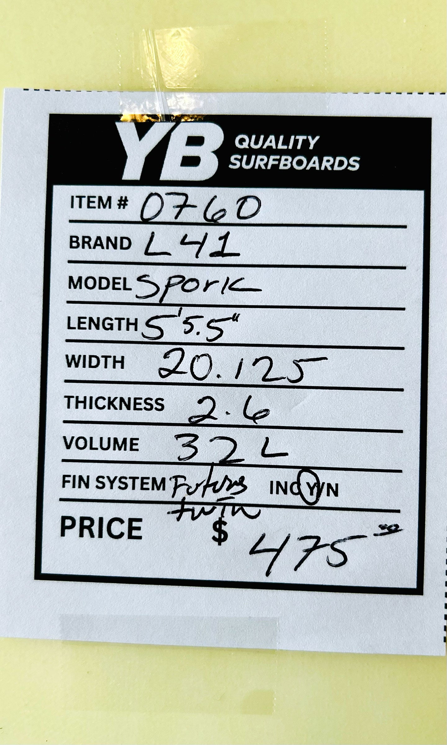 L41 5'5" 32L Spork Used Surfboard