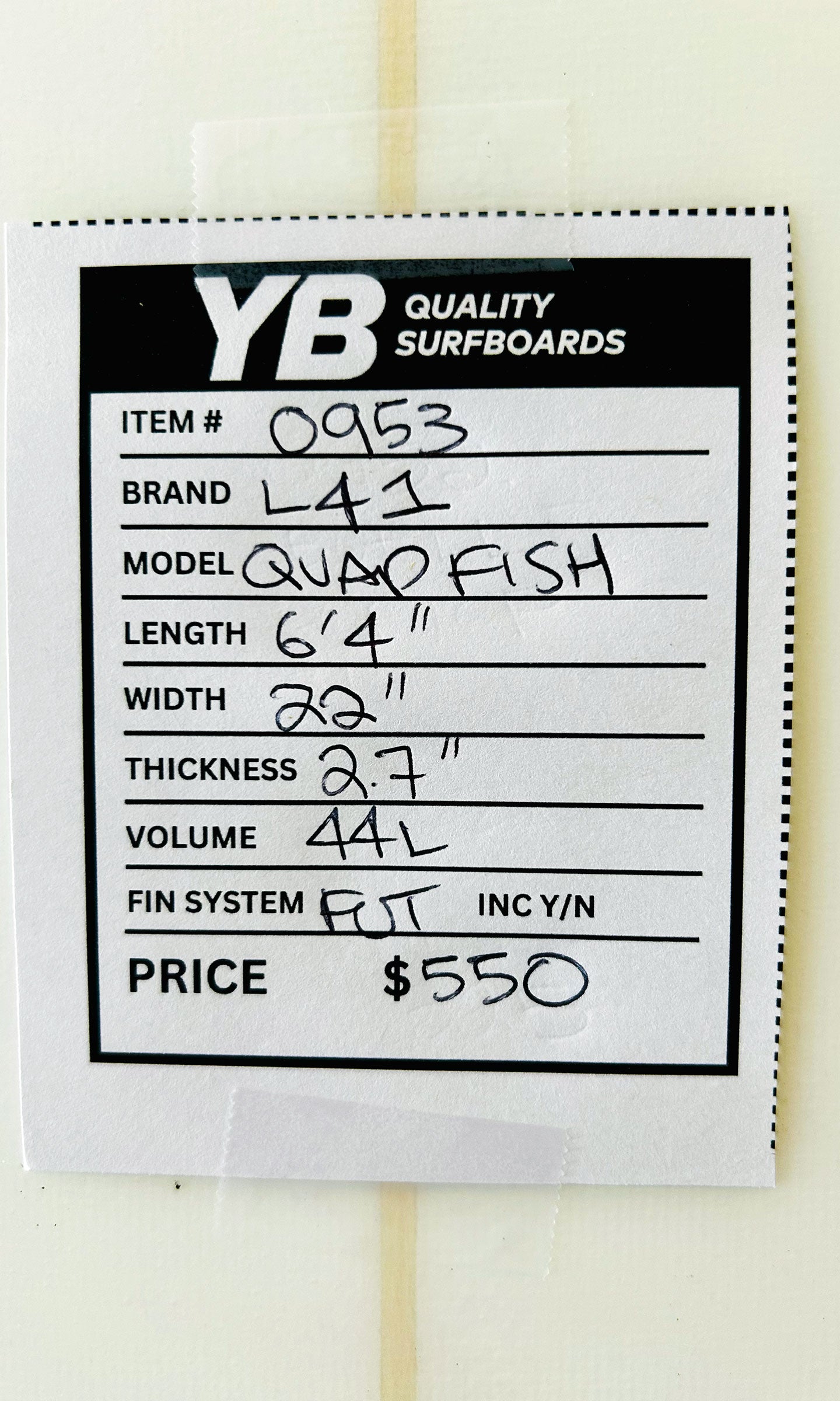 L41 6'4" 44L Quad Fish Used Surfboard