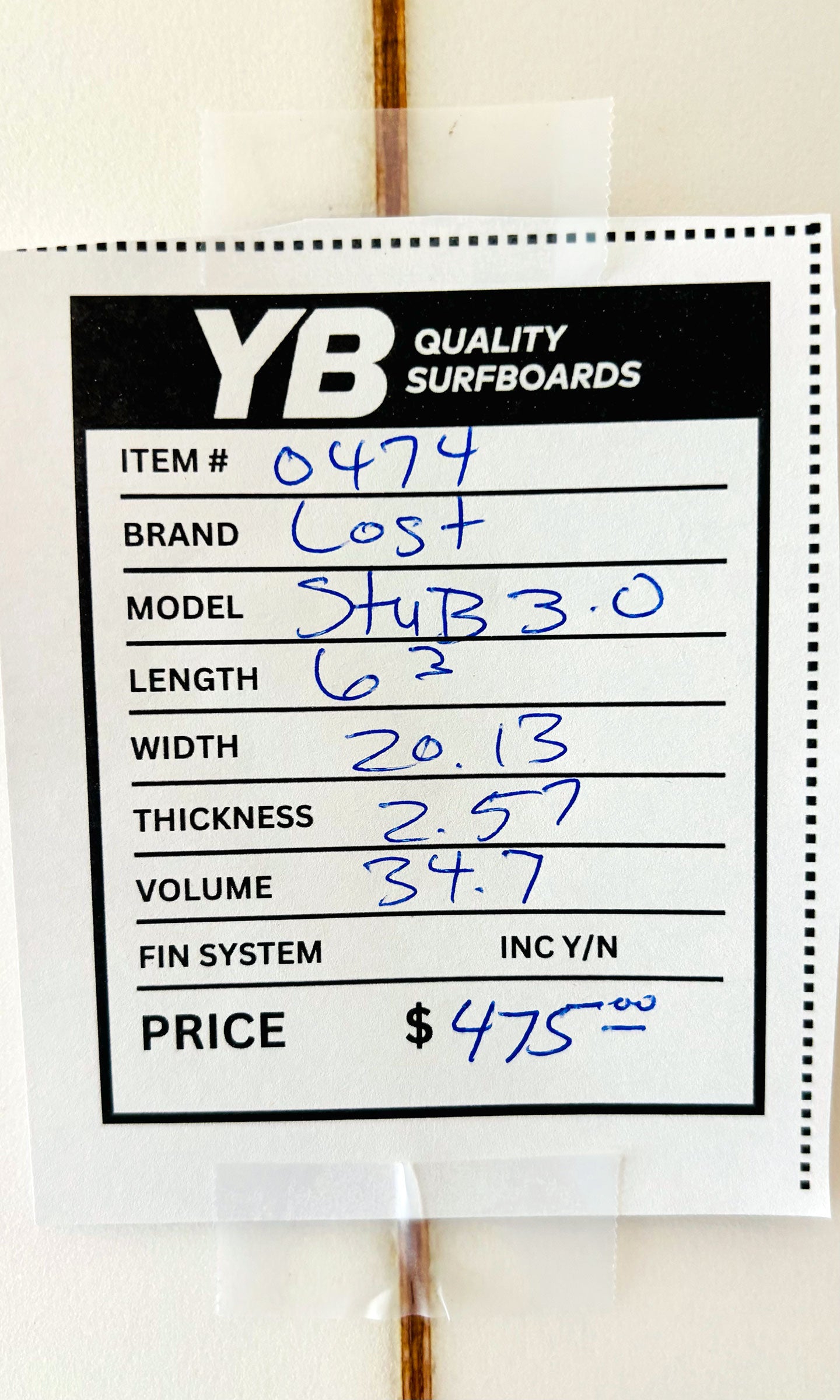 Lost 6'3" 34.7L Stub 3.0 Surfboard