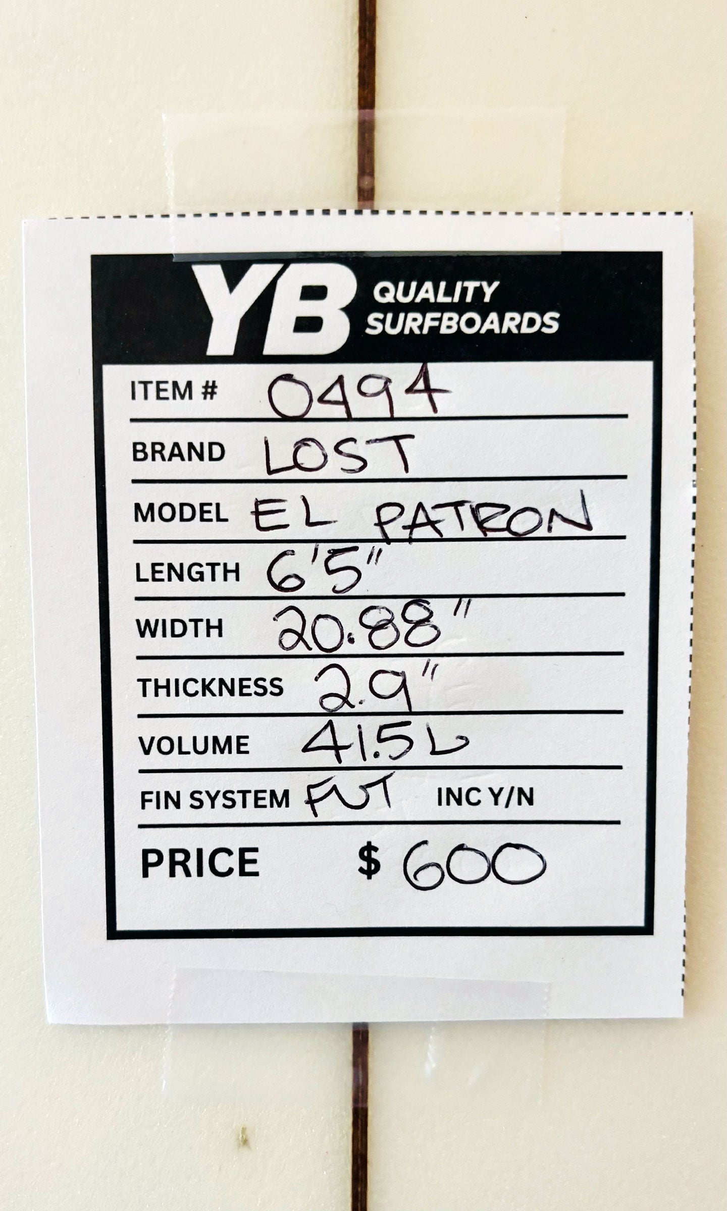Lost 6'5" 41.5L El Patron Surfboard