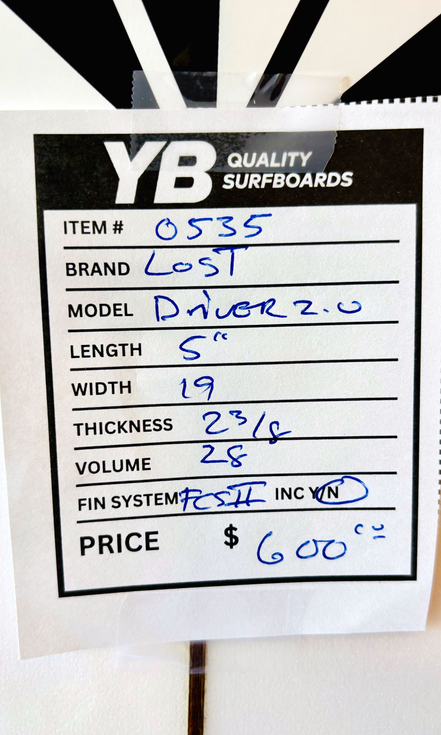 Lost 5'11" 28L Driver 2.0 Surfboard