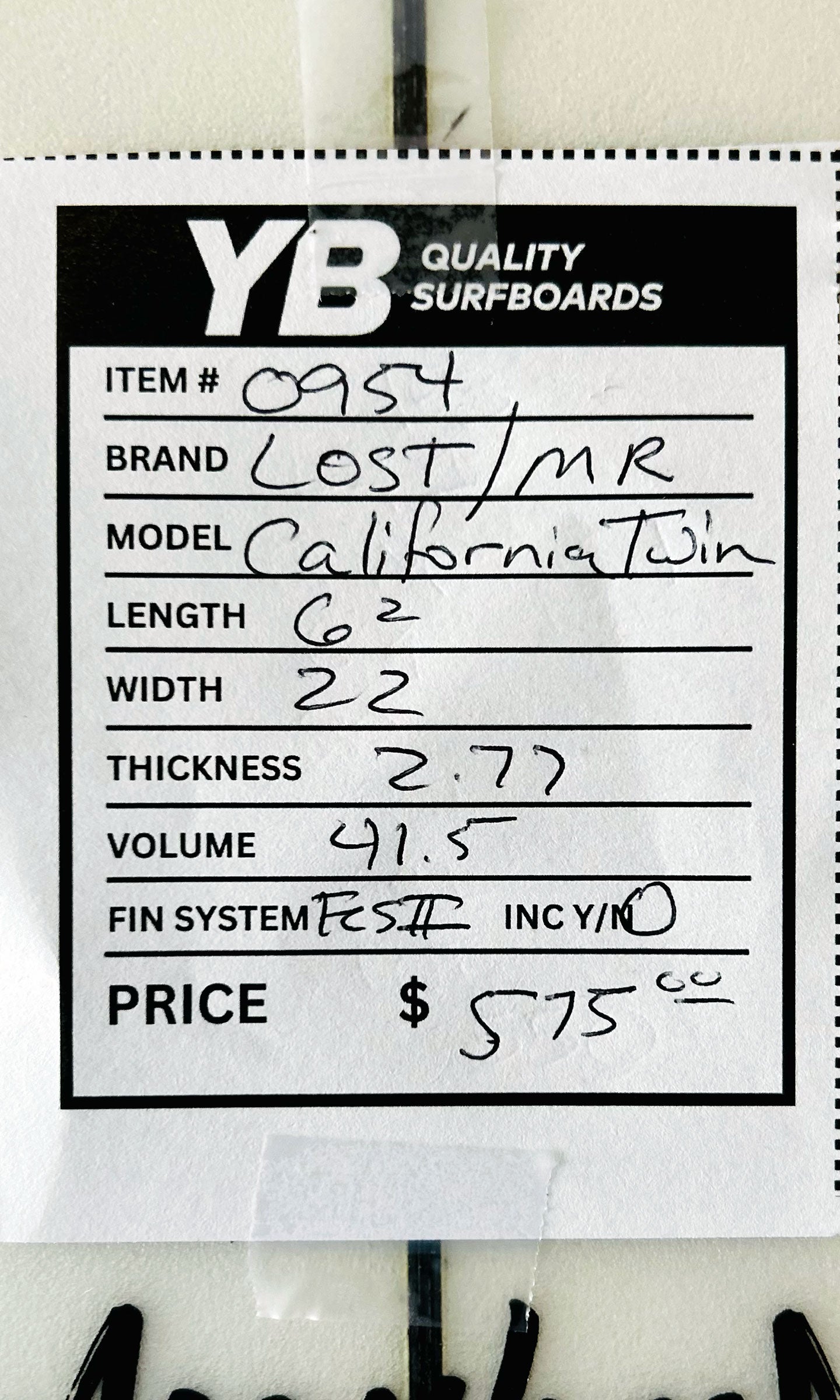 Lost 6'2" 41.5L MR California Twin Used Surfboard