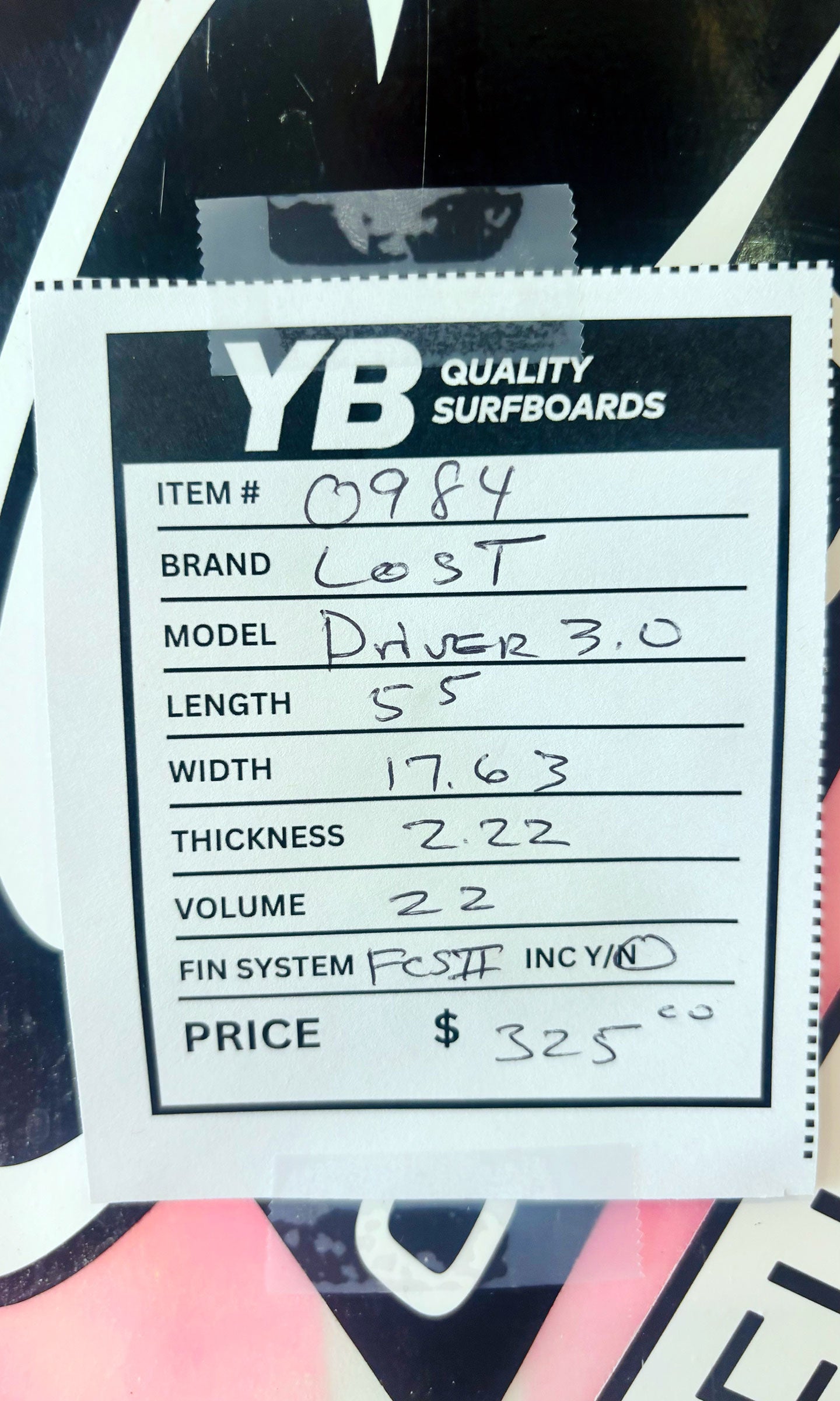 Lost 5'5" 22L Driver 3.0 Used Surfboard