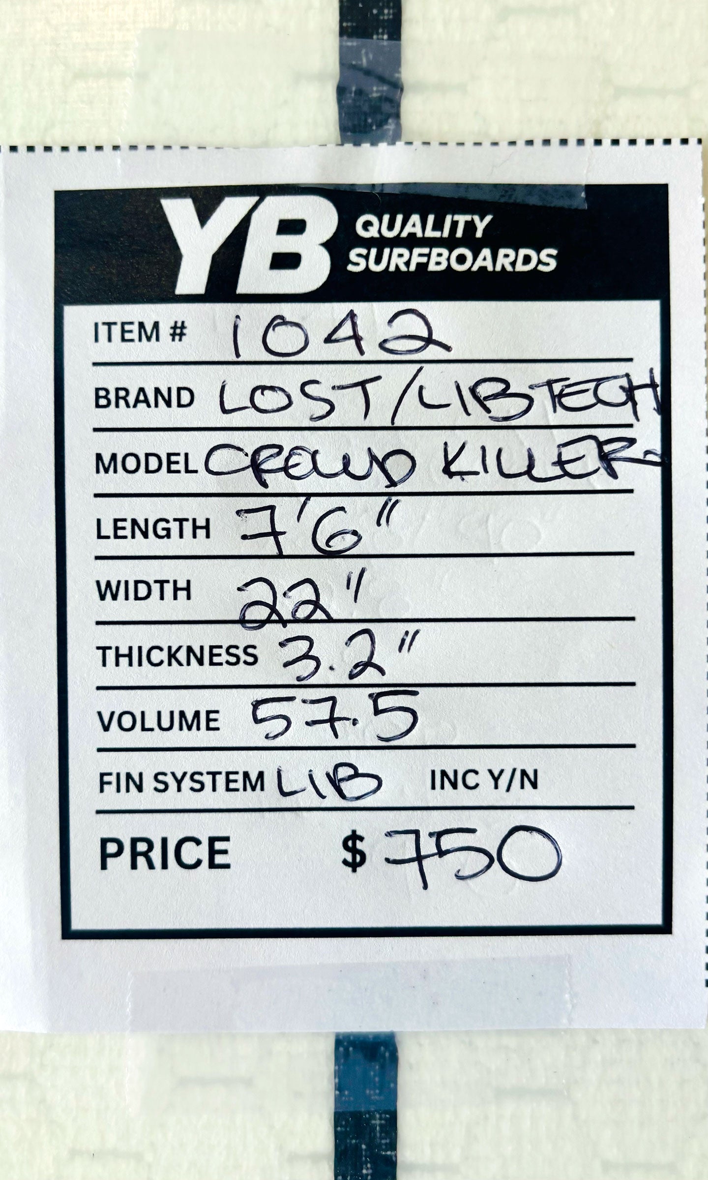 Lost/Libtech 7'6" 57.5L Crowd Killer Used Surfboard