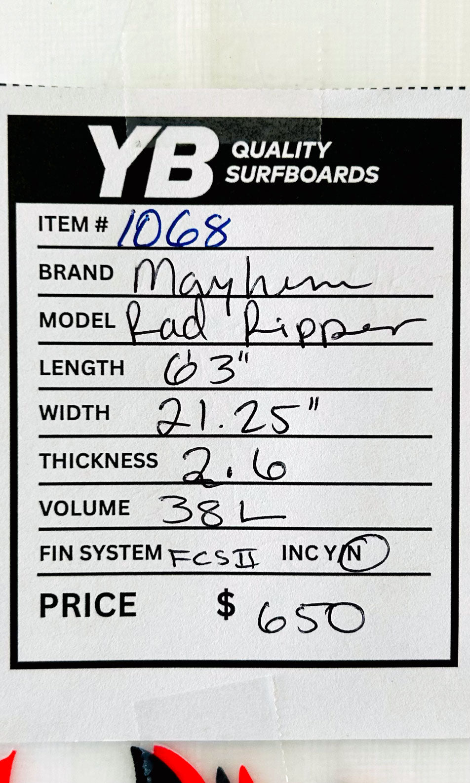 Lost 6'3" 38L Rad Ripper Used Surfboard
