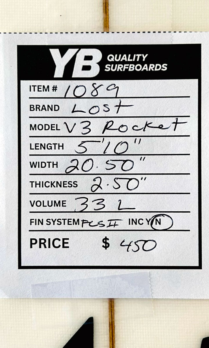 Lost 5'10" 33L V3 Rocket Surfboard