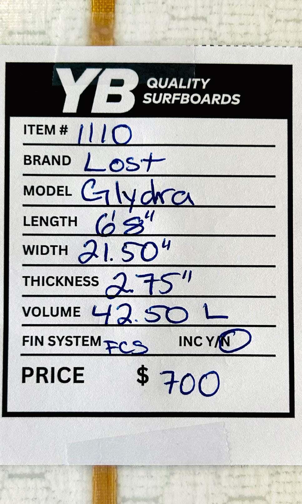 Lost 6'8" 42.5L Glydra Used Surfboard