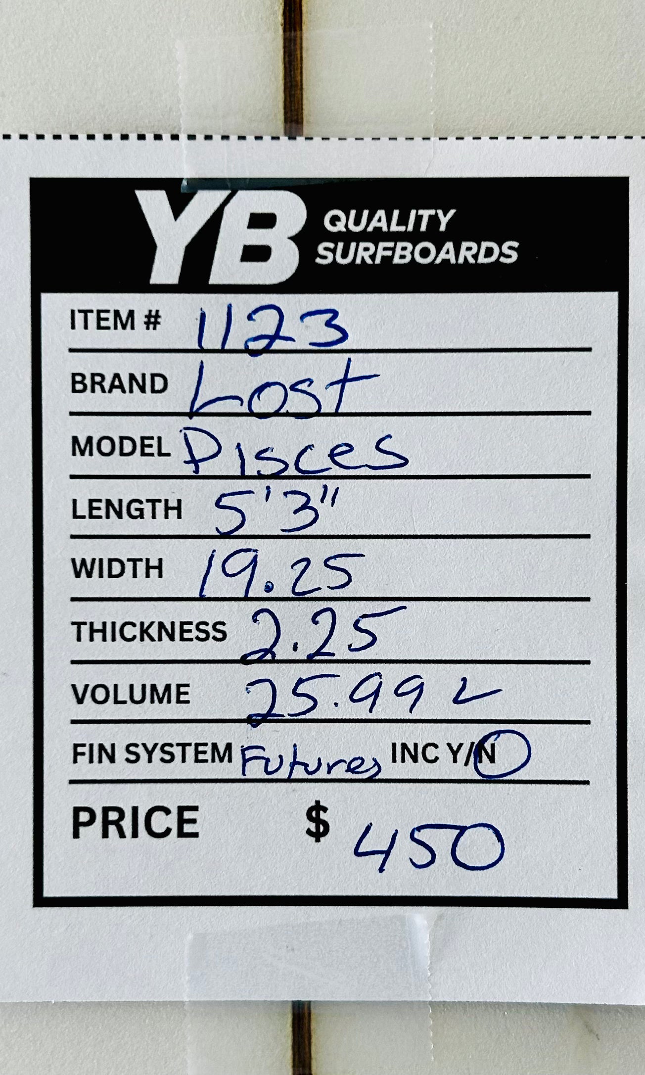 Lost 5'3" 25.9L Pisces Used Surfboard