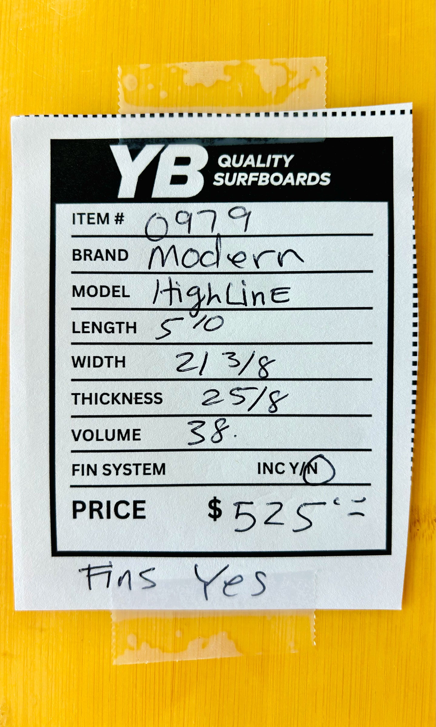 Modern 5'10" 38L Highline Used Surfboard