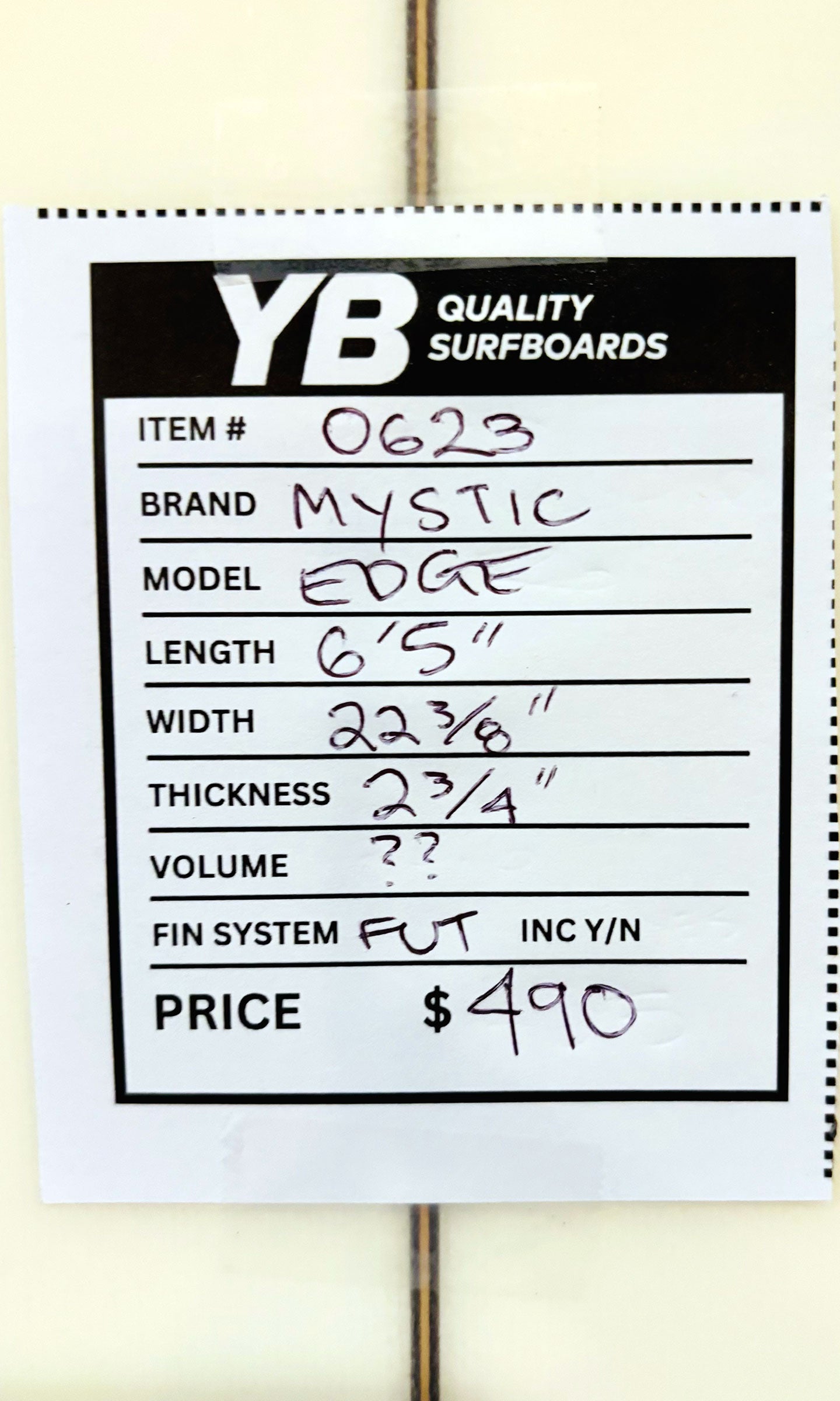 Mystic 6'5" Edge Surfboard