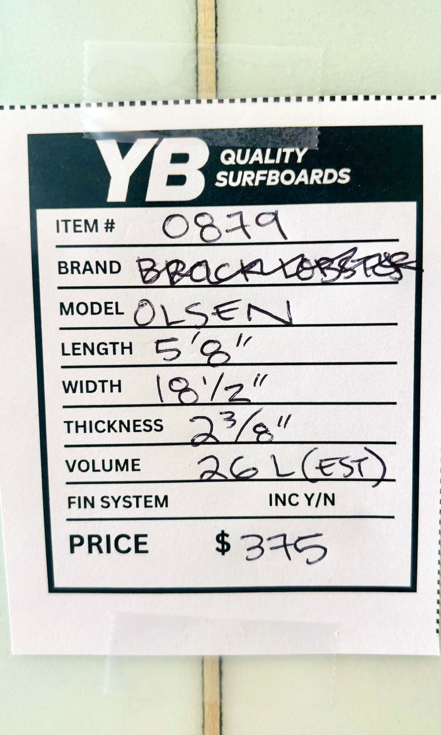 Olsen 5'8" 26L Brock Johnson Model Used Surfboard