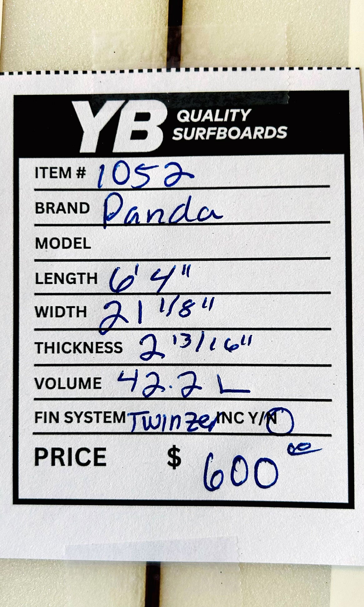 Panda 6'4" 42.2L Twinzer Used Surfboard