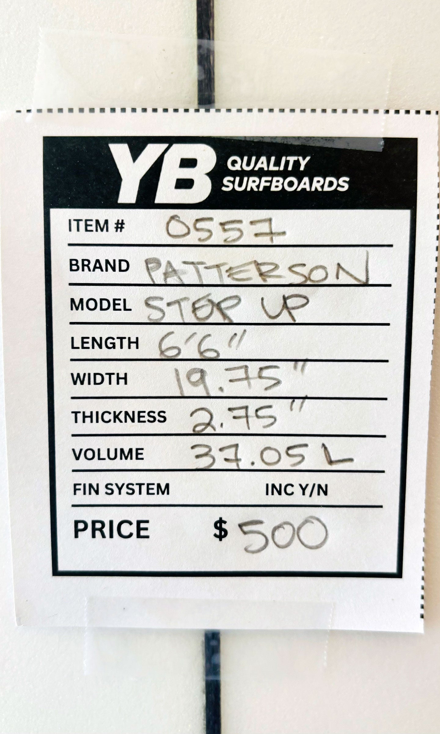 Patterson 6'6" 37L Step Up Surfboard
