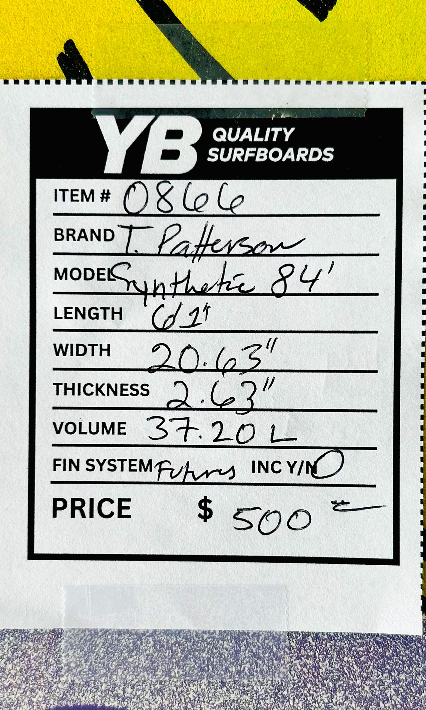 Patterson 6'1" Synthetic 84 Used Surfboard