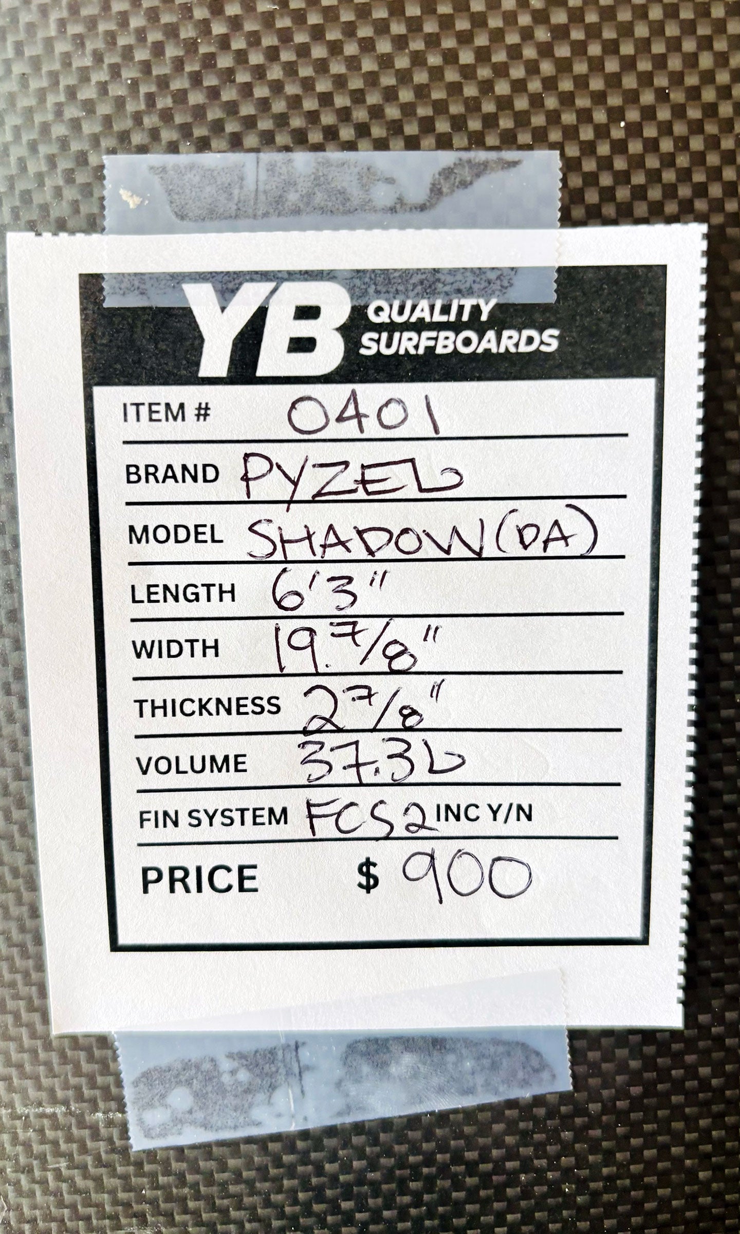 Pyzel 6'3" 37.3L Shadow Dark Arts