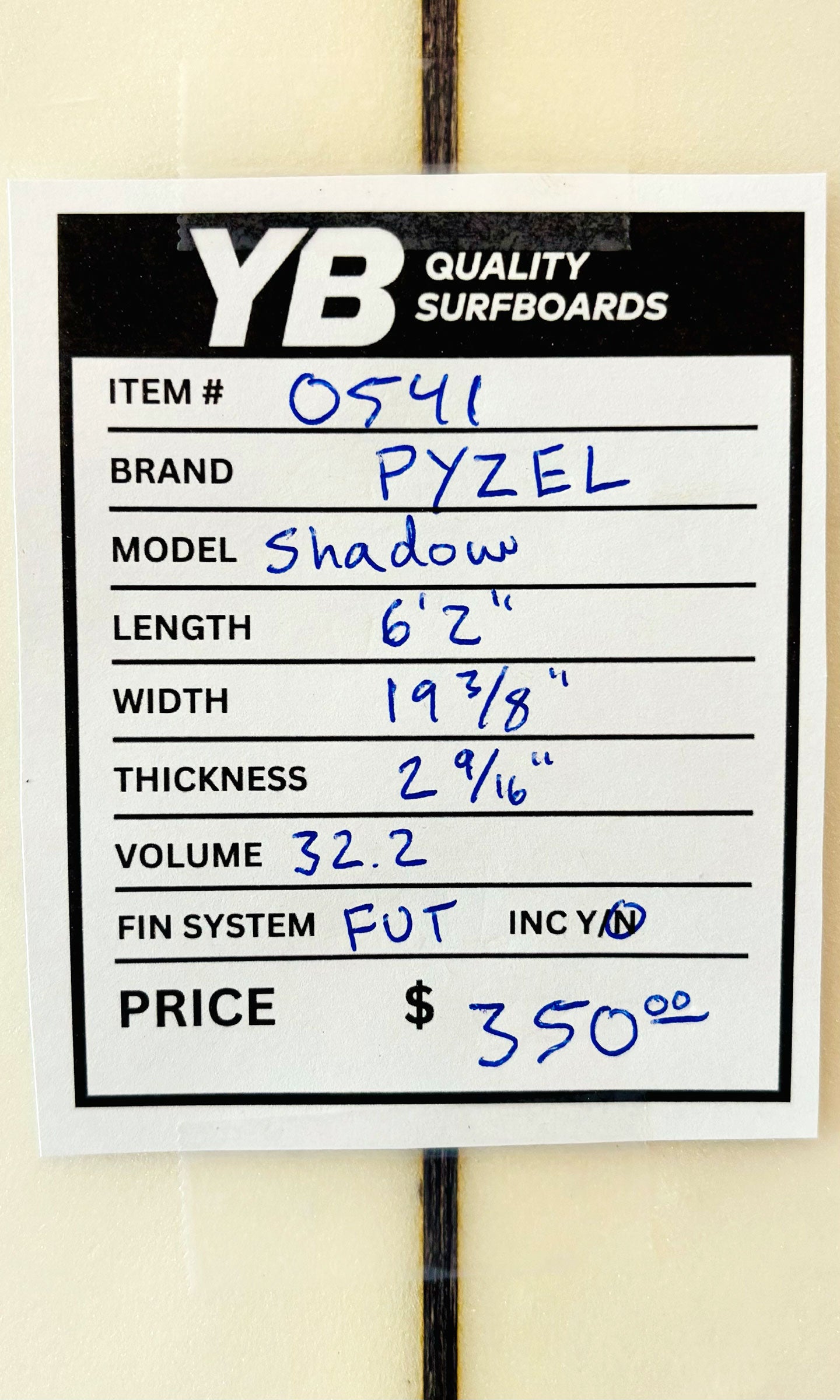 Pyzel 6'2" 32.2L Shadow Surfboard