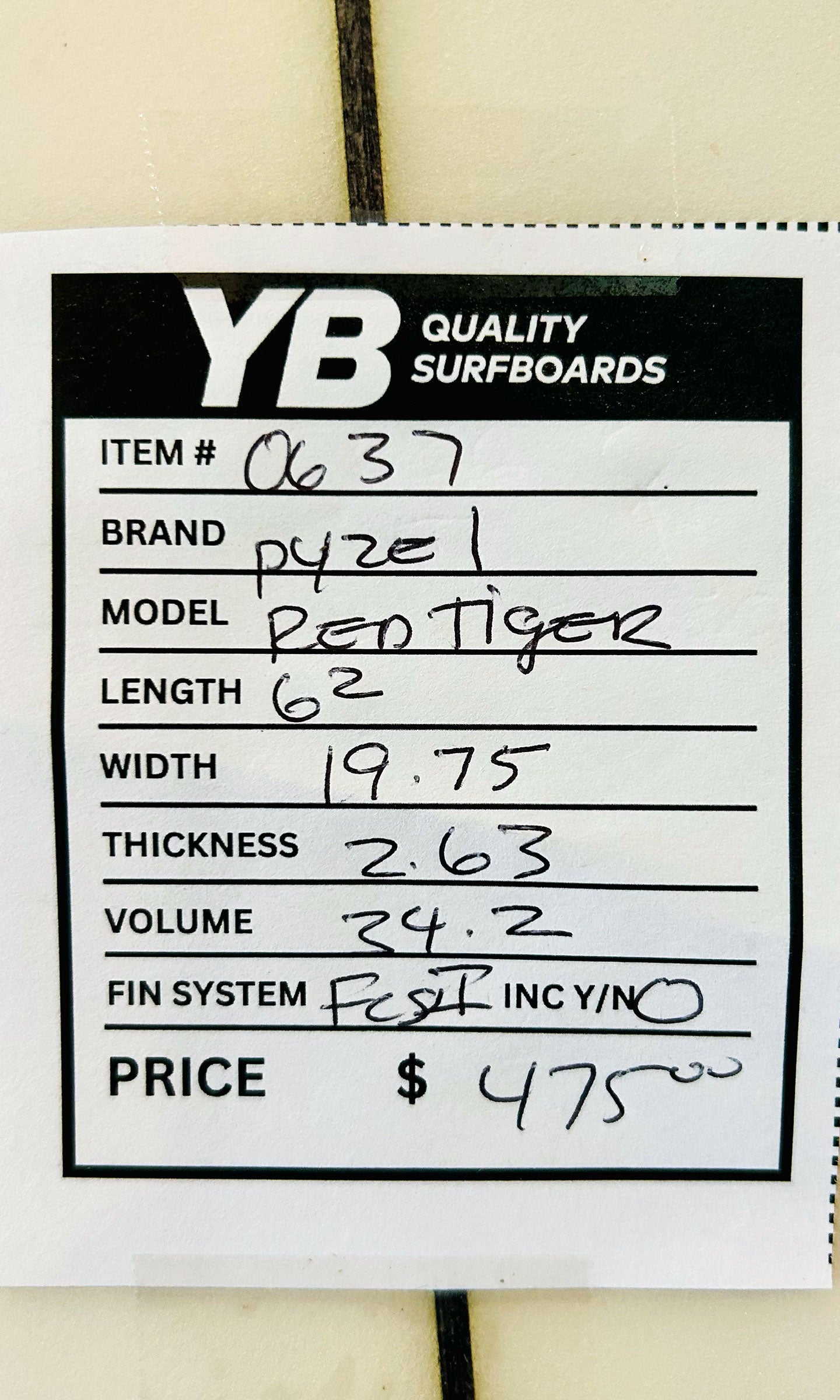 Pyzel 6'2" 34.2L Red Tiger Surfboard