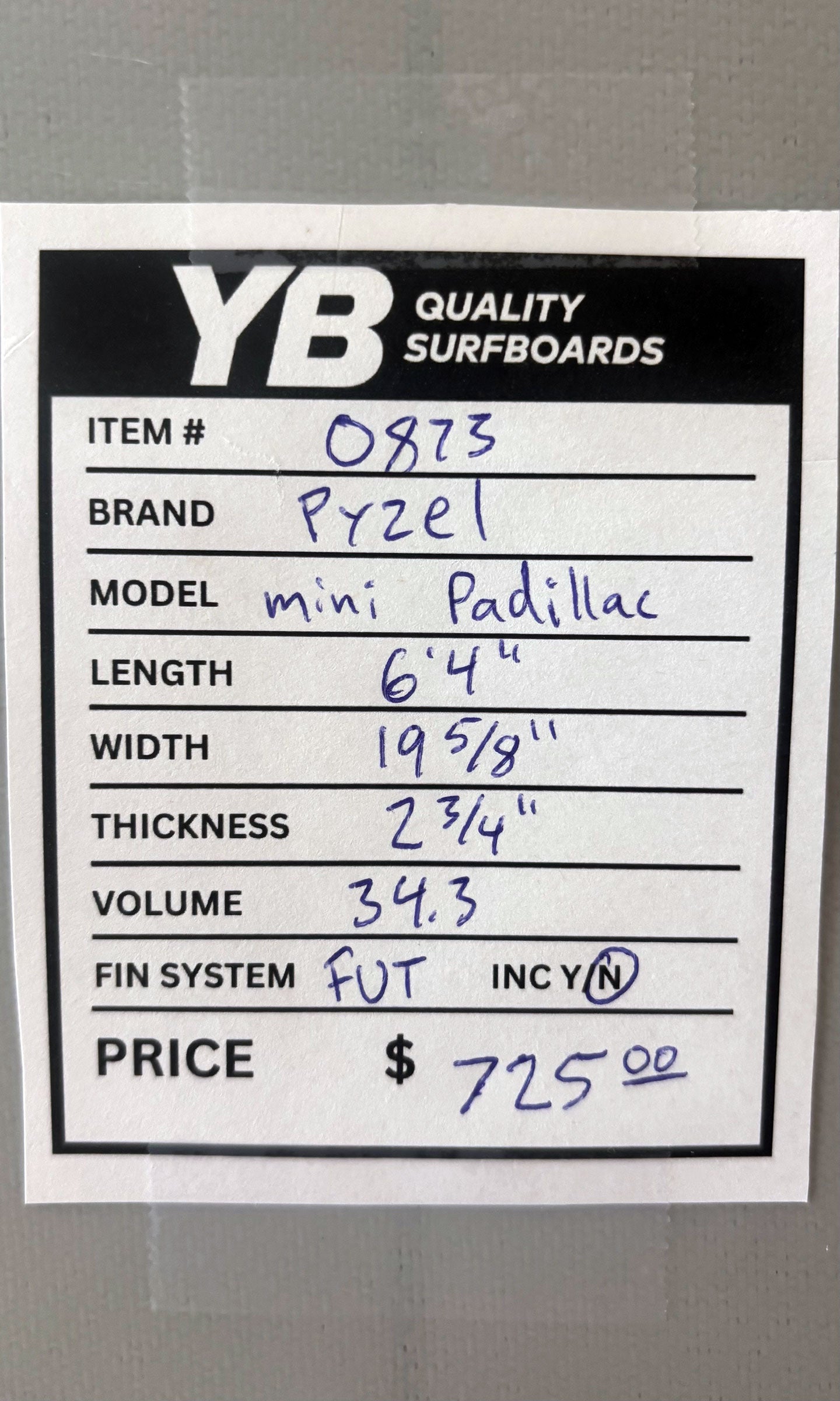 Pyzel 6'4" 34.3L Mini Padillac Used Surfboard