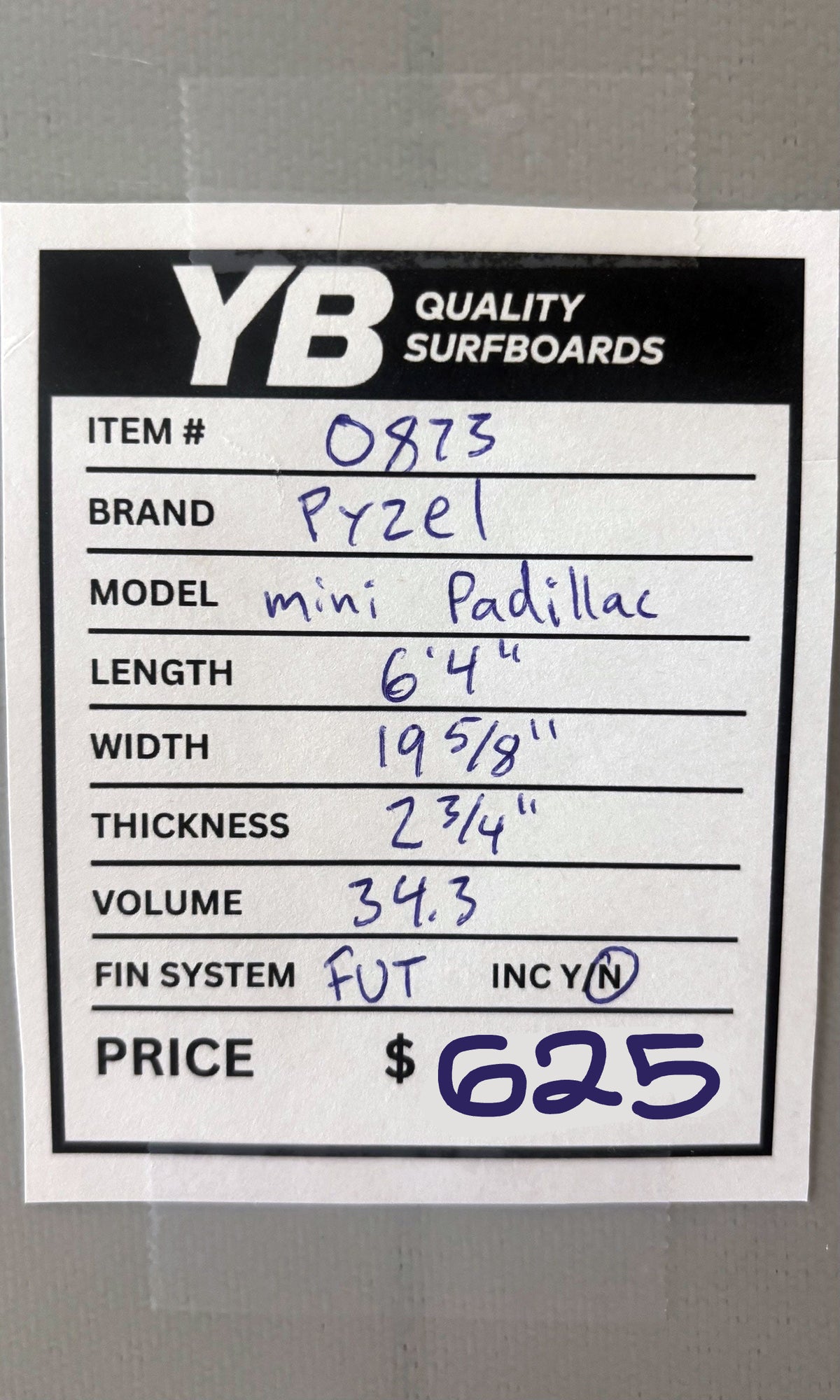 Pyzel 6'4" 34.3L Mini Padillac Used Surfboard
