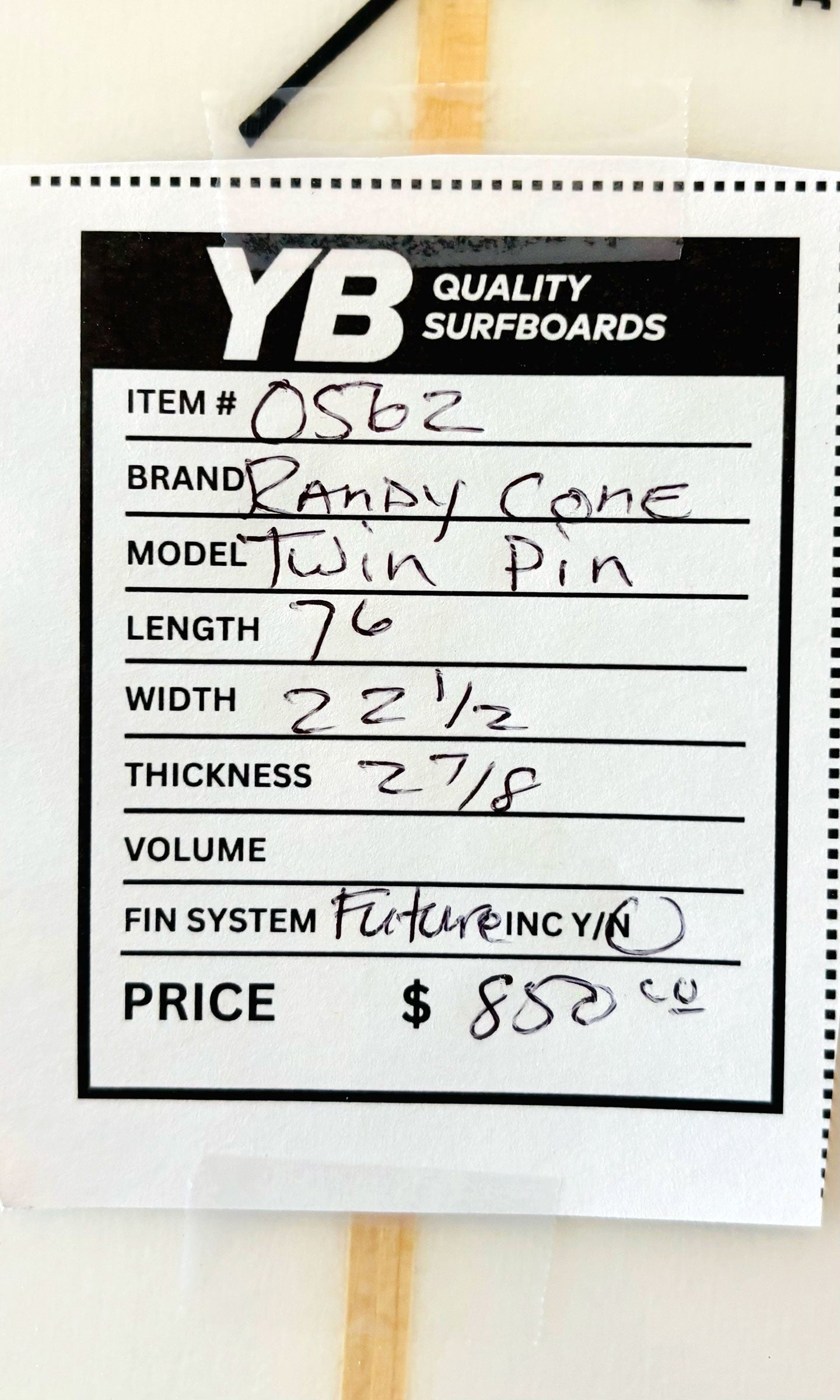 Randy Cone 7'6" 54L Twin Pin Surfboard