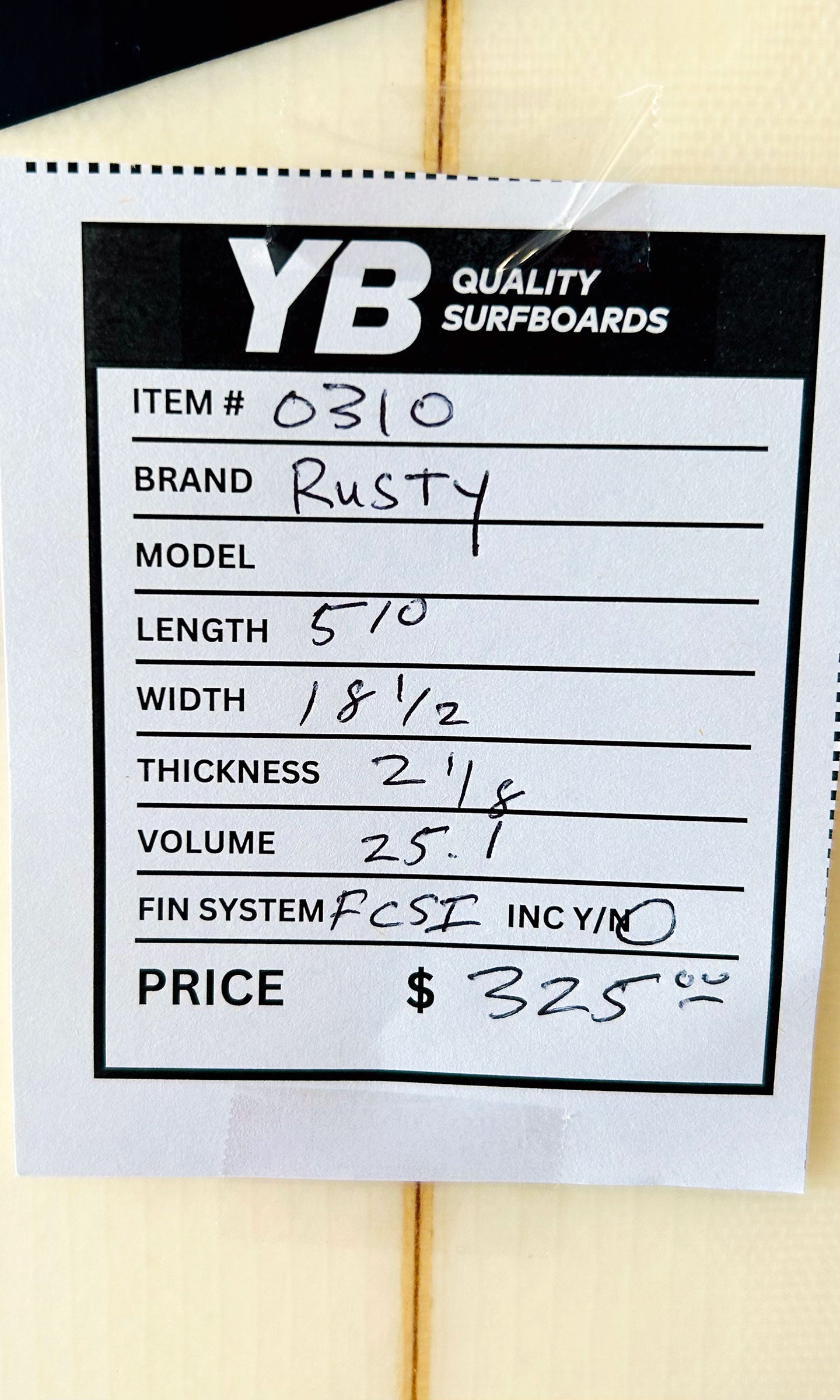 Rusty 5'10" 25.1L
