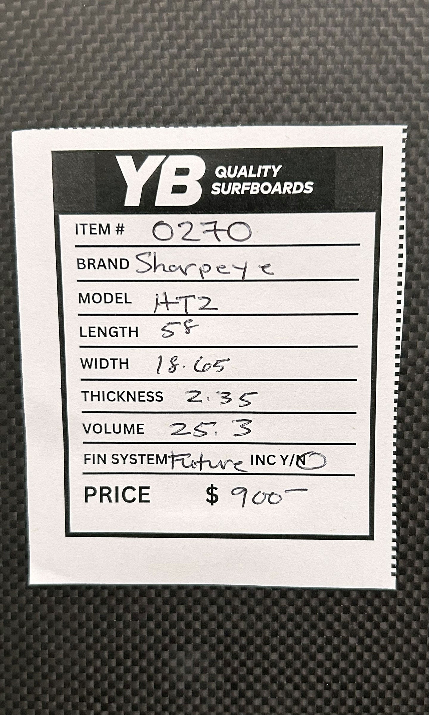 Sharp Eye 5'8" 25.3L HT2 Carbon