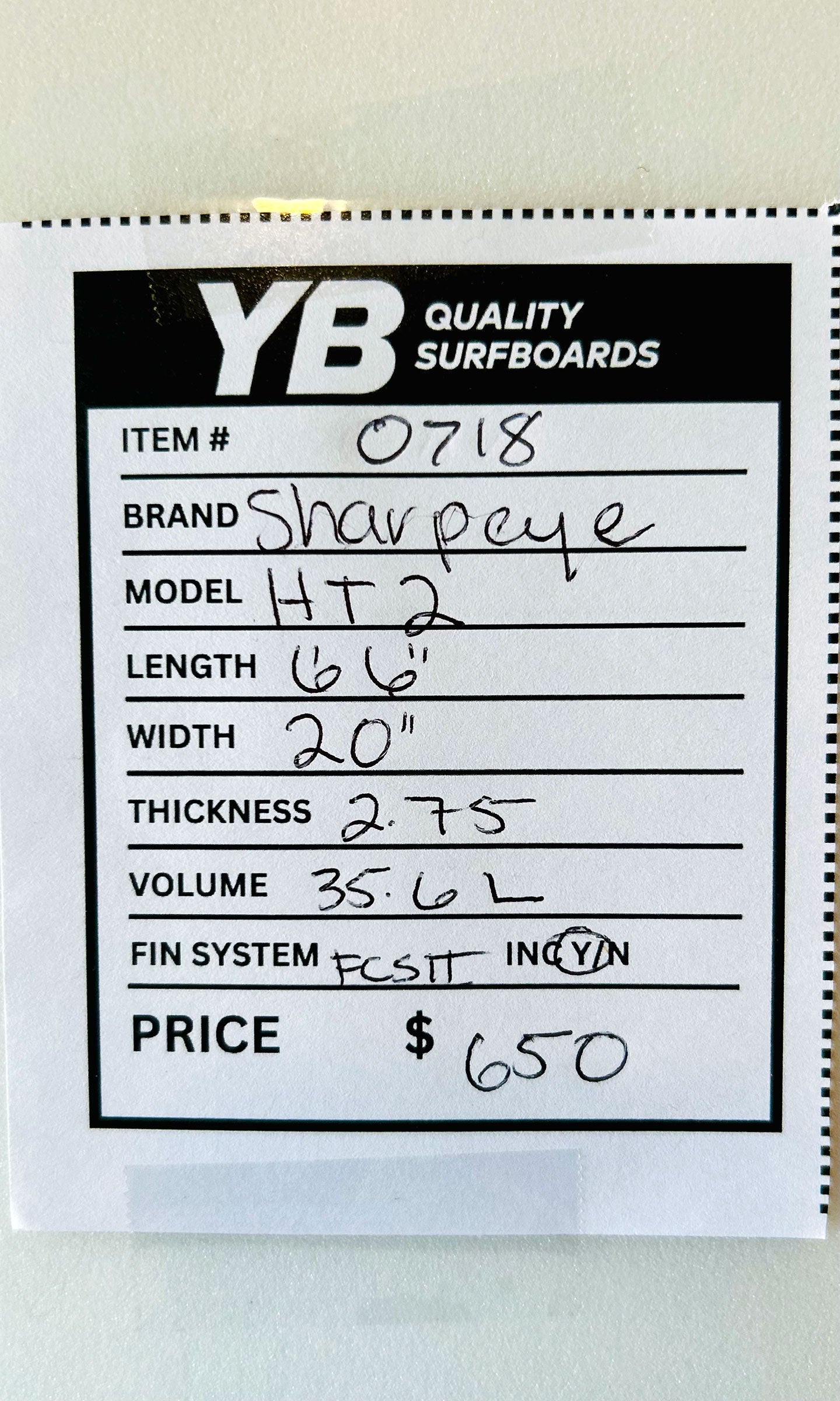 Sharp Eye 6'6" HT2 Used Surfboard